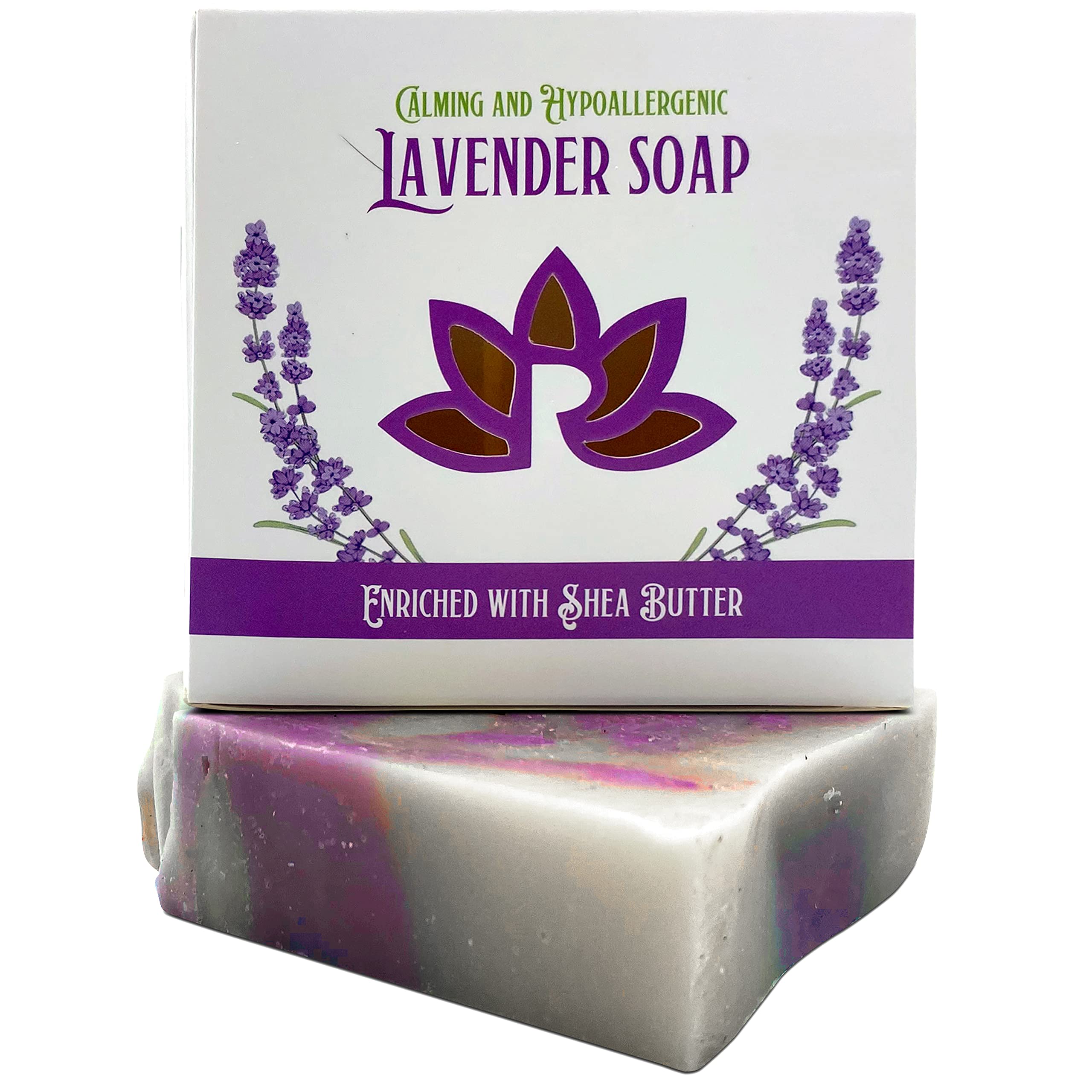 Relaxcation Lavender Soap Bar with Essential Lavender Oil and Shea Butter - Calming and Hypoallergeni? Natural Cold Process Soap