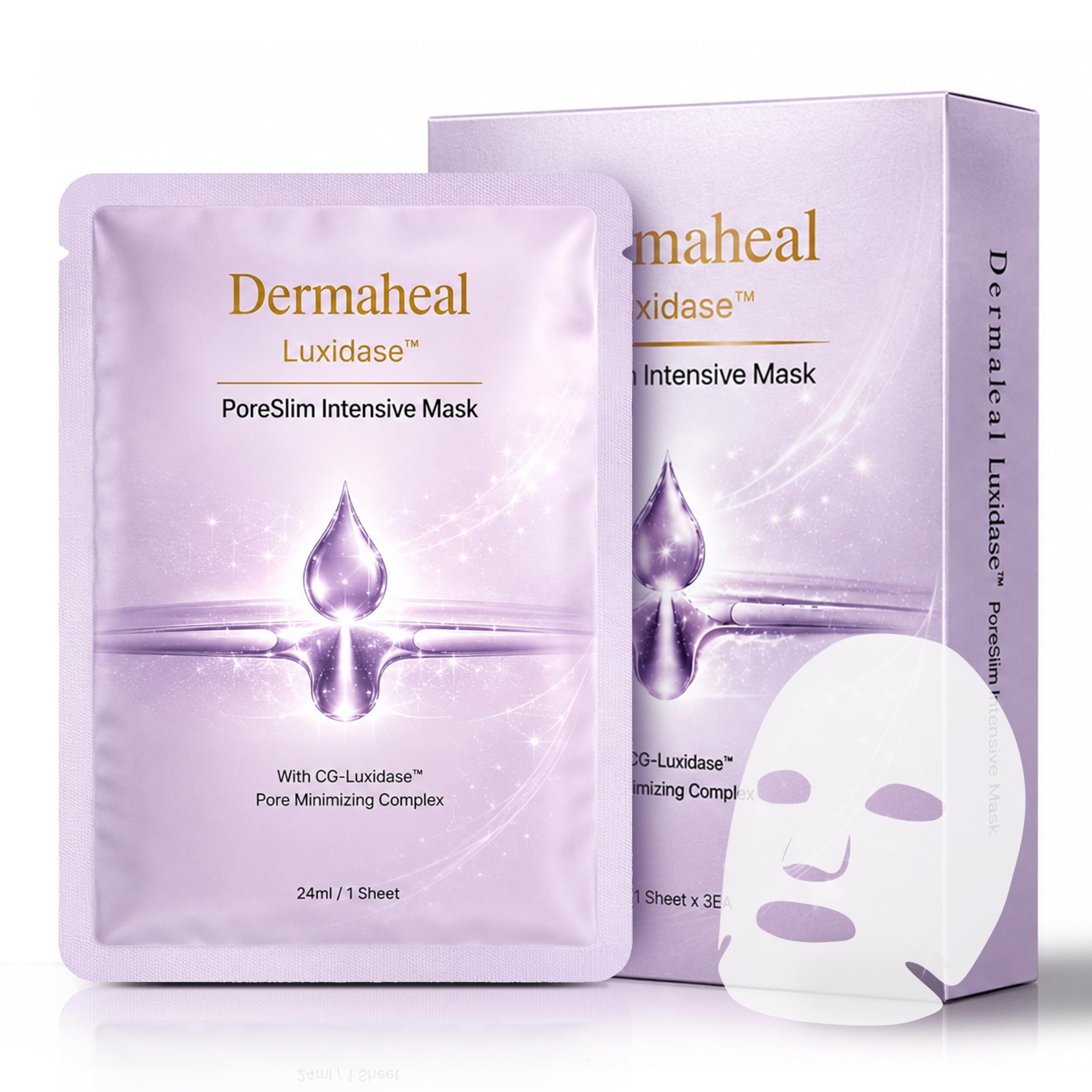 Dermaheal Luxidase PoreSlim Intensive Sheet Mask, Pore Refining Face Mask, Hydration, Wrinkle Care & Sebum Control, Clinically T