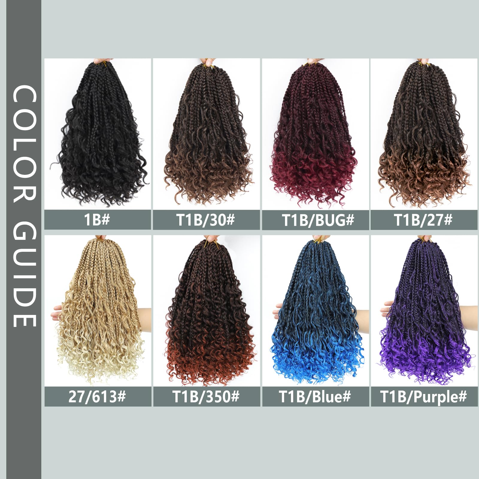 Boho Box Braids Crochet Hair 14 Inch 8 Packs Box Braid Crochet Hair With Curly Ends Goddess Box Braids Crochet Hair Extensions F