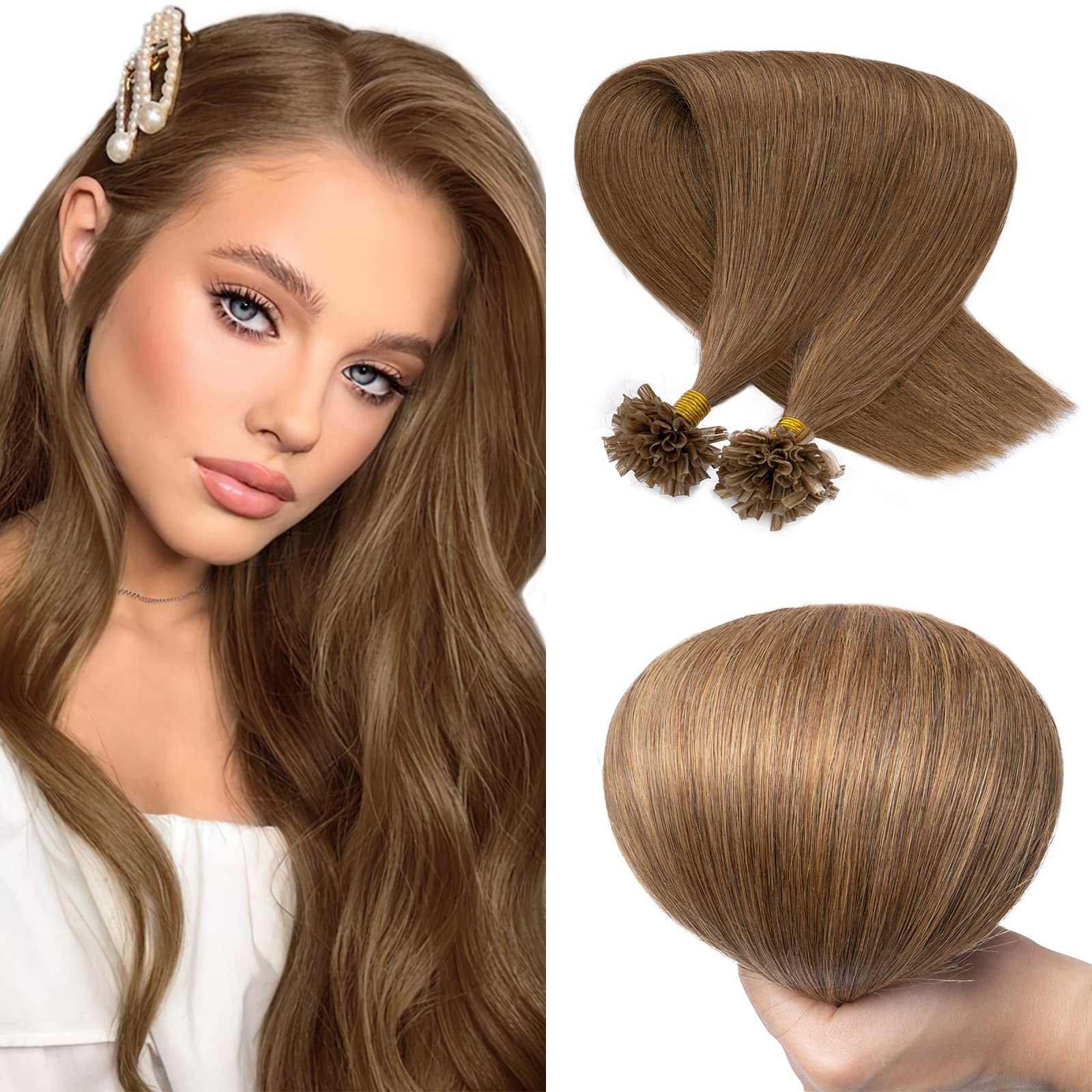 SEGO Pre Bonded U Tip Hair Extensions Human Hair Highlighted 100 Strands Keratin Fushion Nail Tip Real Human Hair Extensions 100