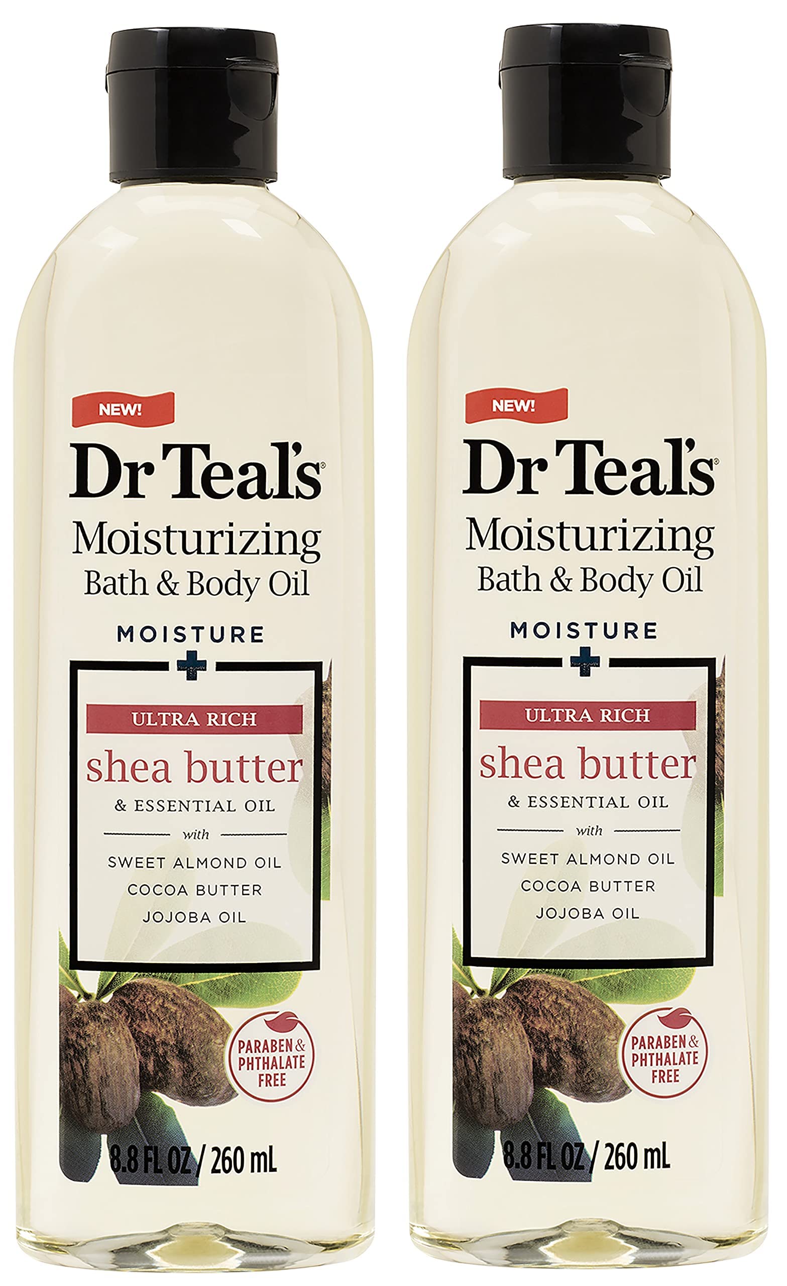Dr. Teal'S Moisturizing Bath & Body Oil 2-Pack (17.6 Fl Oz Total) Moisture + Ultra Rich Shea Butter & Essential Oil. Treat Your