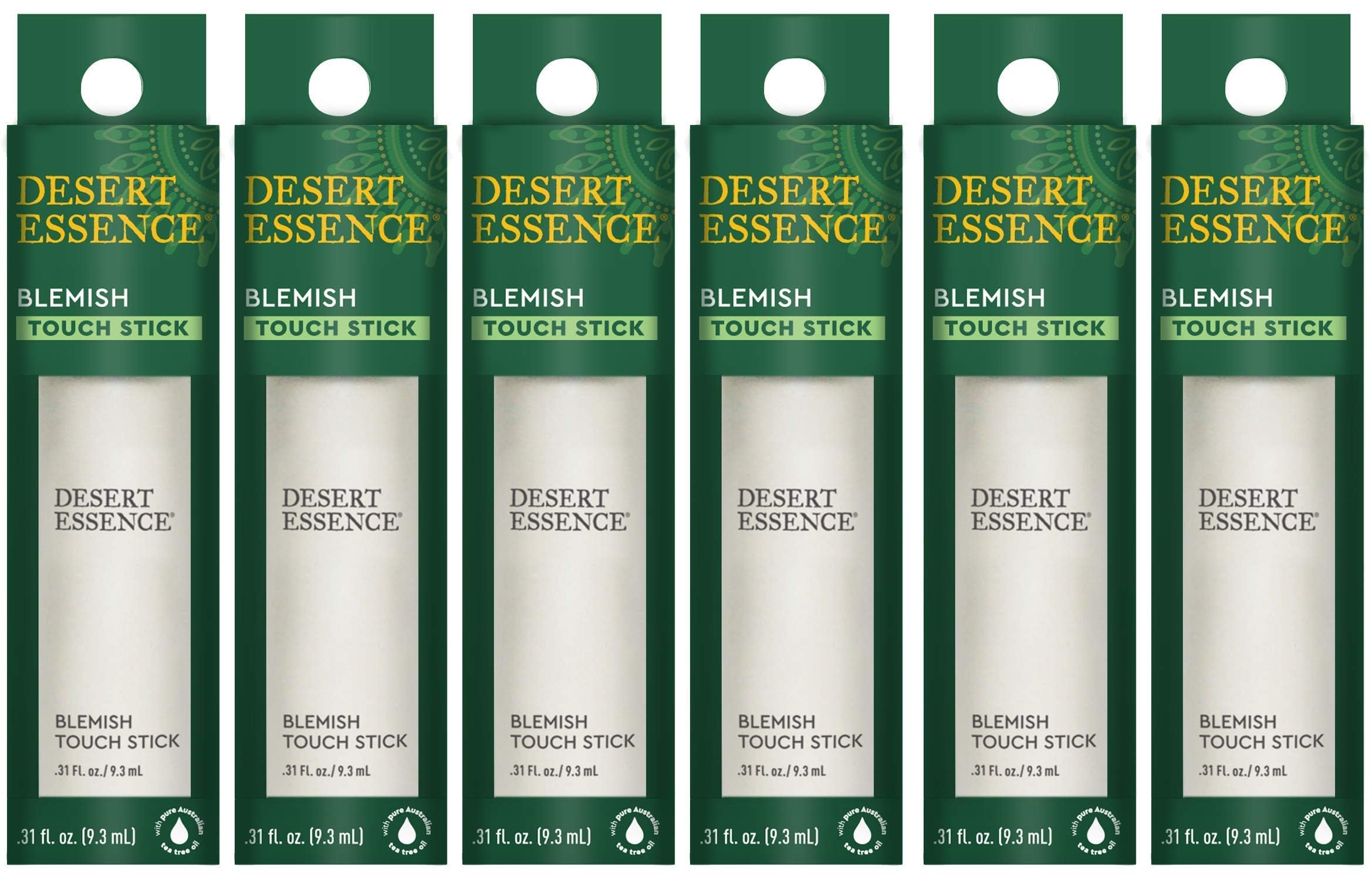 Desert Essence Herbal Blemish Touch Stick with Natural Extracts & Essential Oils  .31 Fl Ounce  Pack of 6  Antiseptic Tea Tre