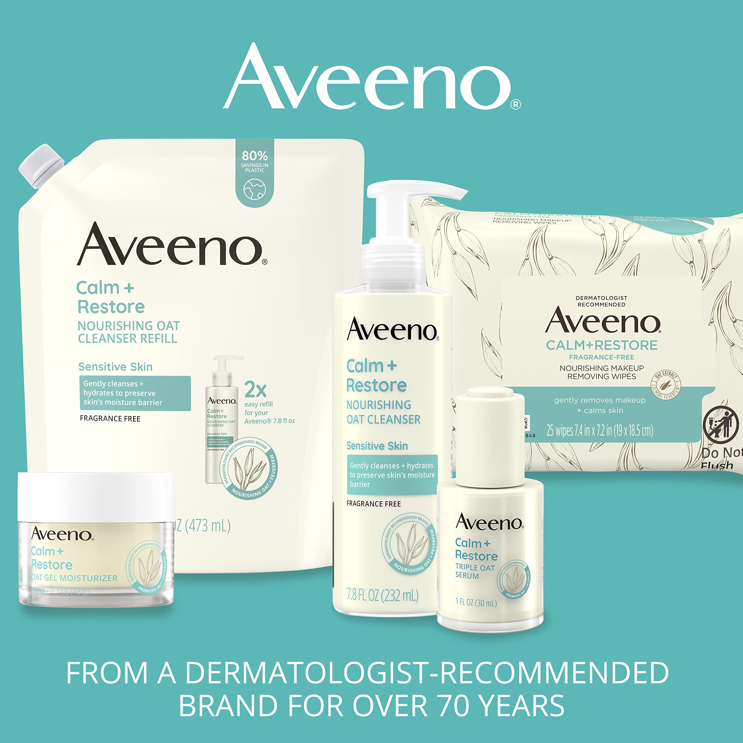 Aveeno Calm + Restore Facial Cream For Redness Relief, Soothing Face Moisturizer For Sensitive Skin, Hypoallergenic Formula, Fra