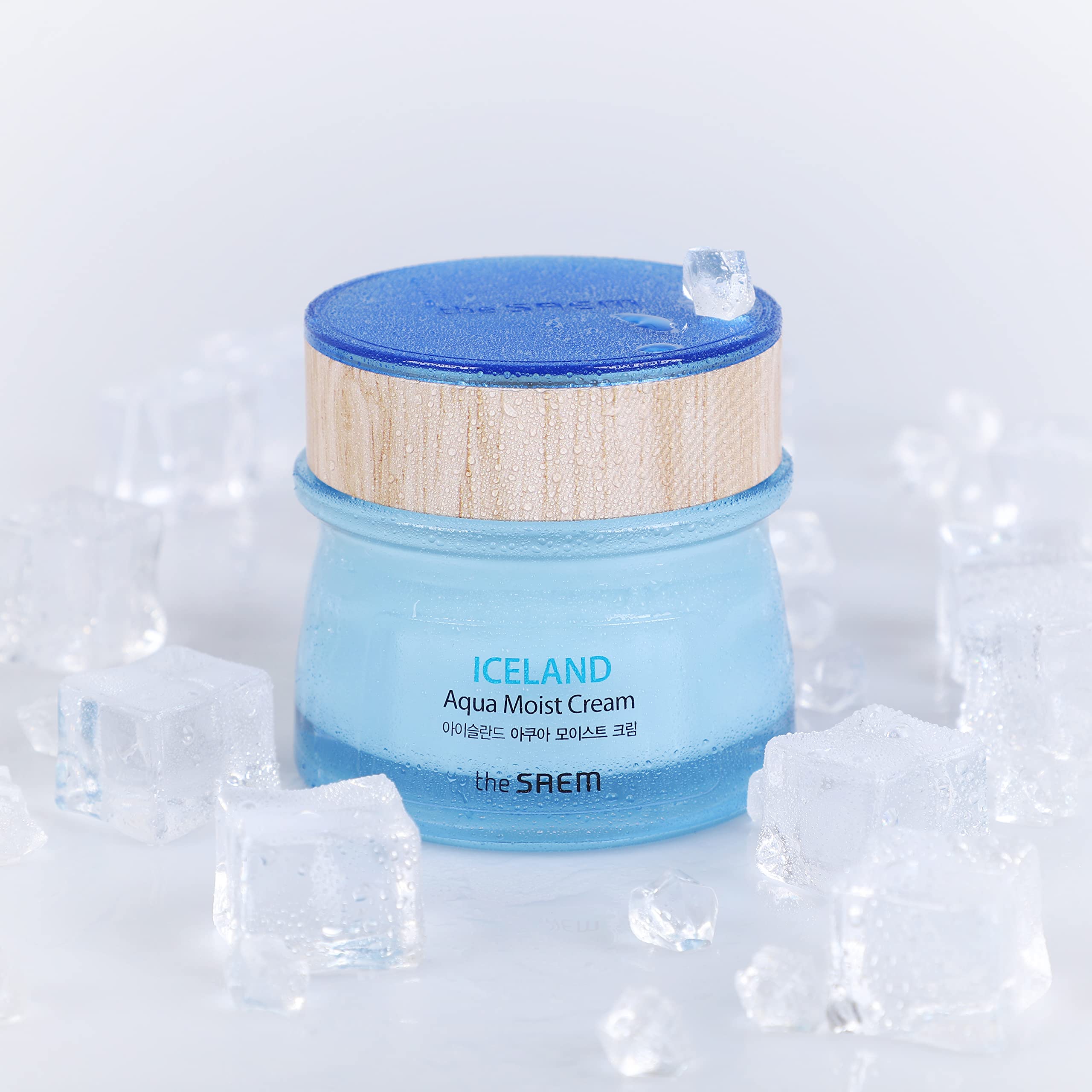 [The Saem] Iceland Aqua Moist Cream 60Ml - Moisture Coating Hydrating Facial Cream With Iceland Mineral Water For Dry Skin, Hypo