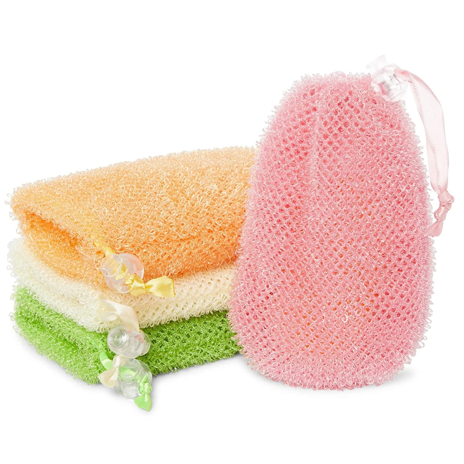 Juvale Soap Exfoliating Bag With Drawstring For Shower, 4 Colors (3.5 X 6 In, 4 Pack)