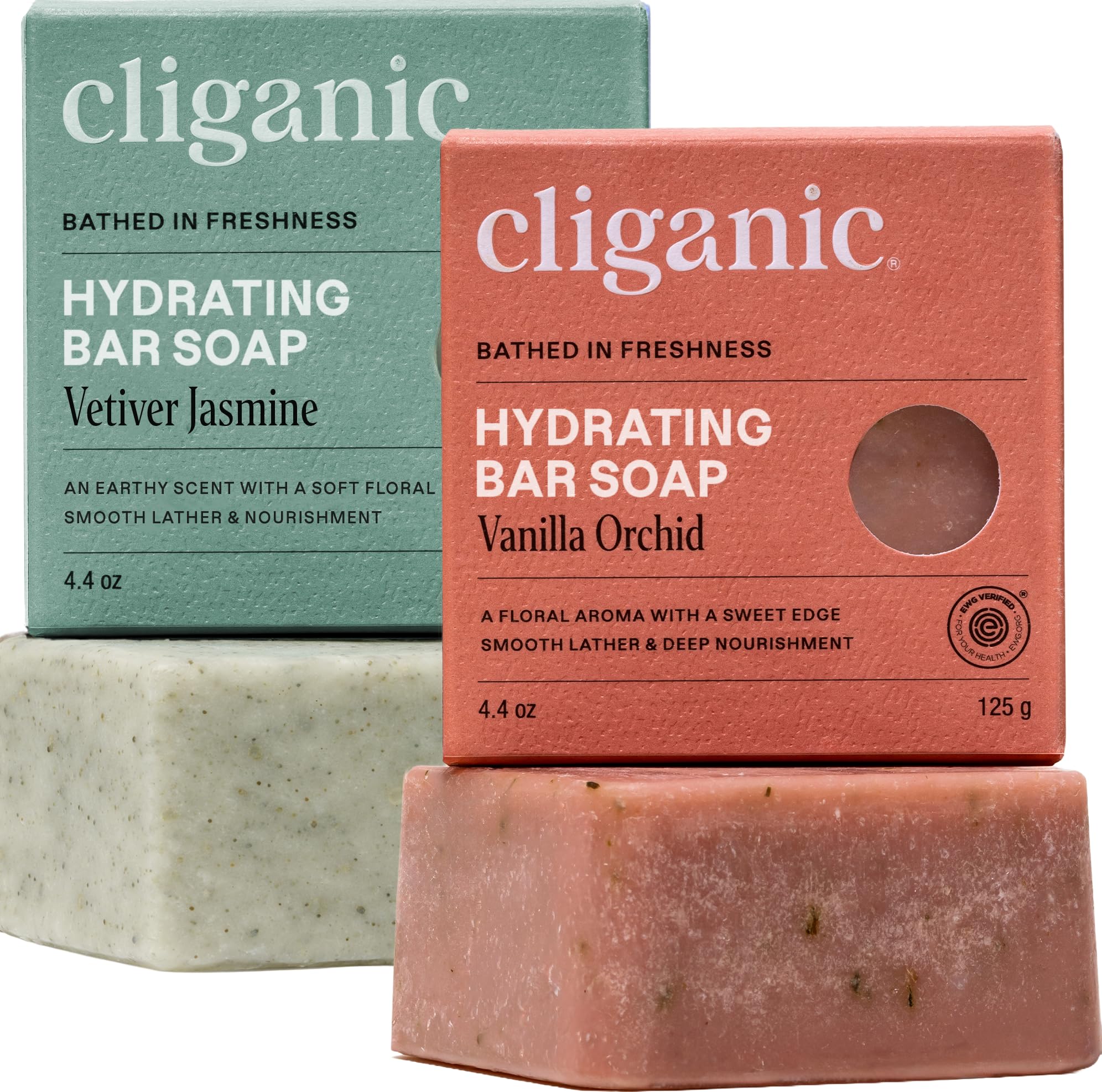 Cliganic Hydrating Bar Soap -Body Soap For Men & Women with 98% Natural Ingredients Cleanses, Moisturizes & Nourishes, Leaves Sk