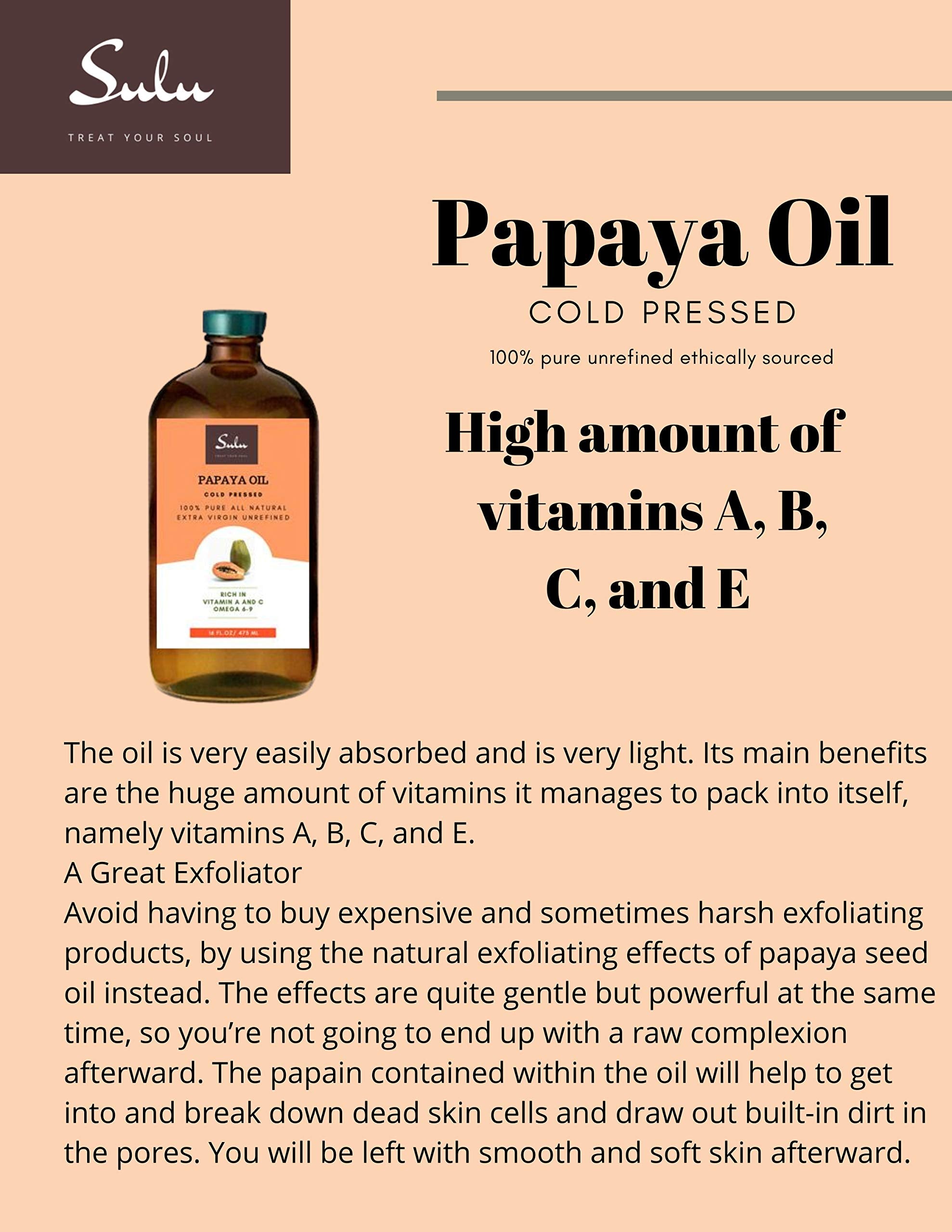 Sulu Organics 100% Pure Unrefined Cold Pressed Papaya Seed Oil- (8 Fl.Oz)
