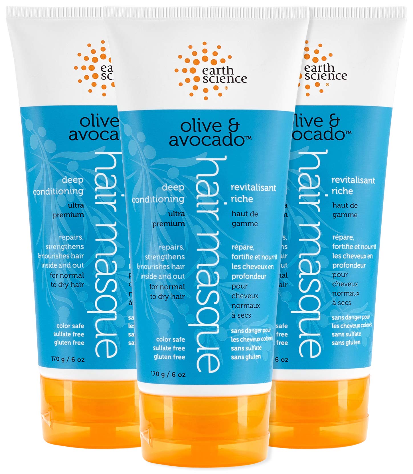 EARTH SCIENCE  Olive & Avocado Deep Conditioning Hair Masque: For Normal to Dry Hair (3 pk, 6 oz.)