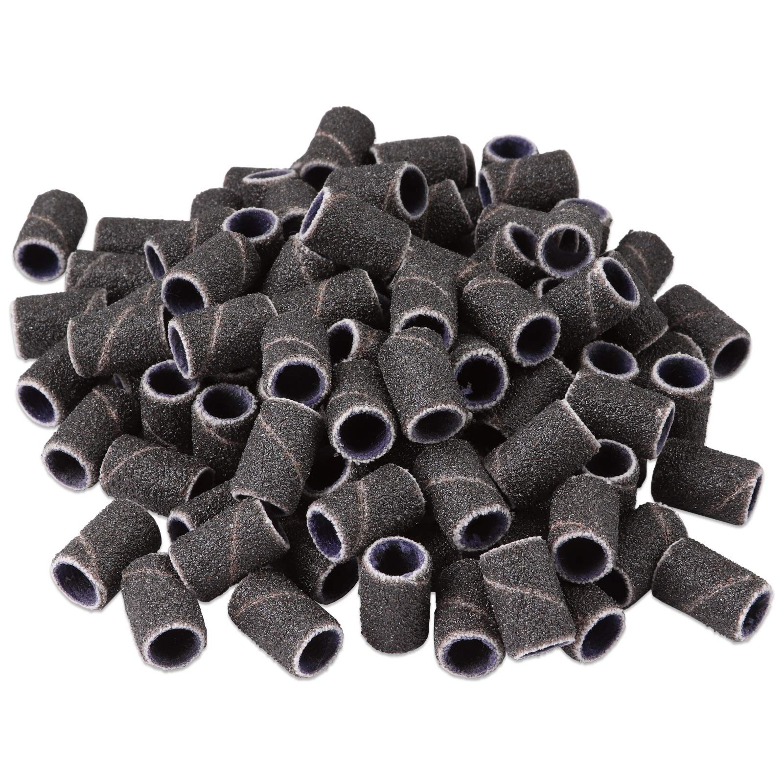 100 Pcs Large Black Nail Drill Bits Sanding Bands for Nail Drill 80 Coarse Grit - Nail File for Acrylic Nail Gel Manicures Pedic