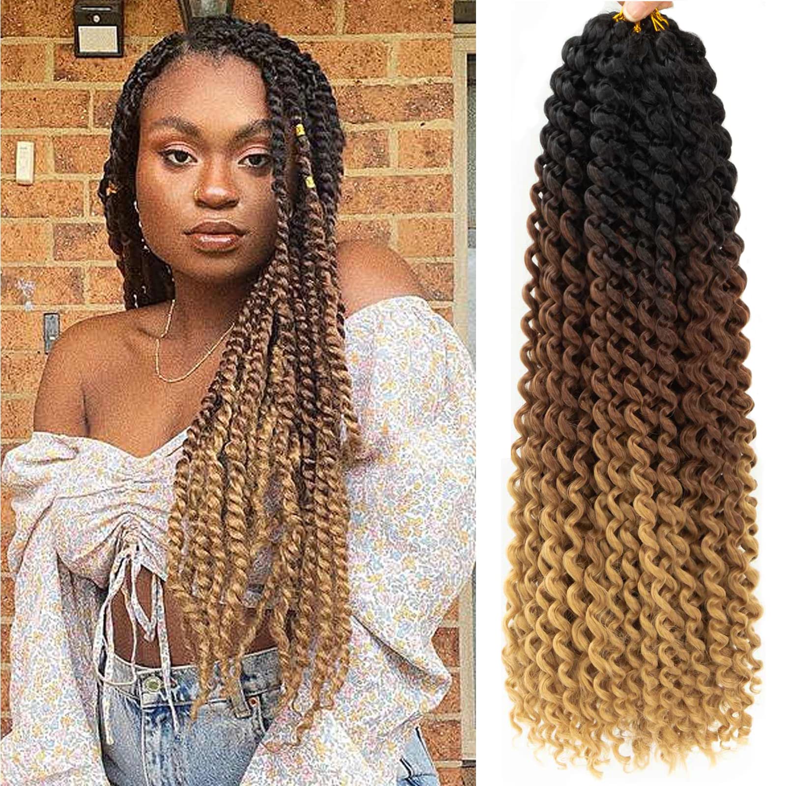 Ombre Passion Twist Hair 18 Inch 8 Packs Water Wave Crochet Hair For Black Women Braiding Hair Long Bohemian Crochet Braids Synt
