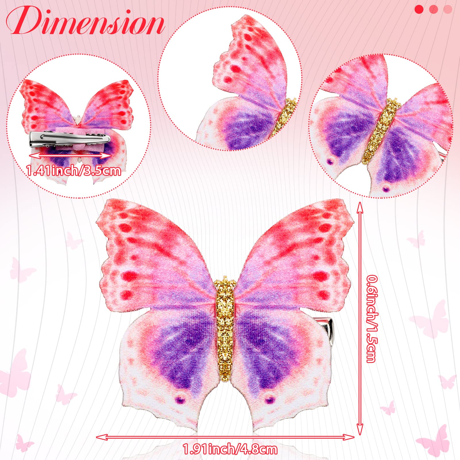 Boao 18 Pieces Glitter Butterfly Hair Clips For Girls Teens Women Hair Accessories (Dreamy Style)