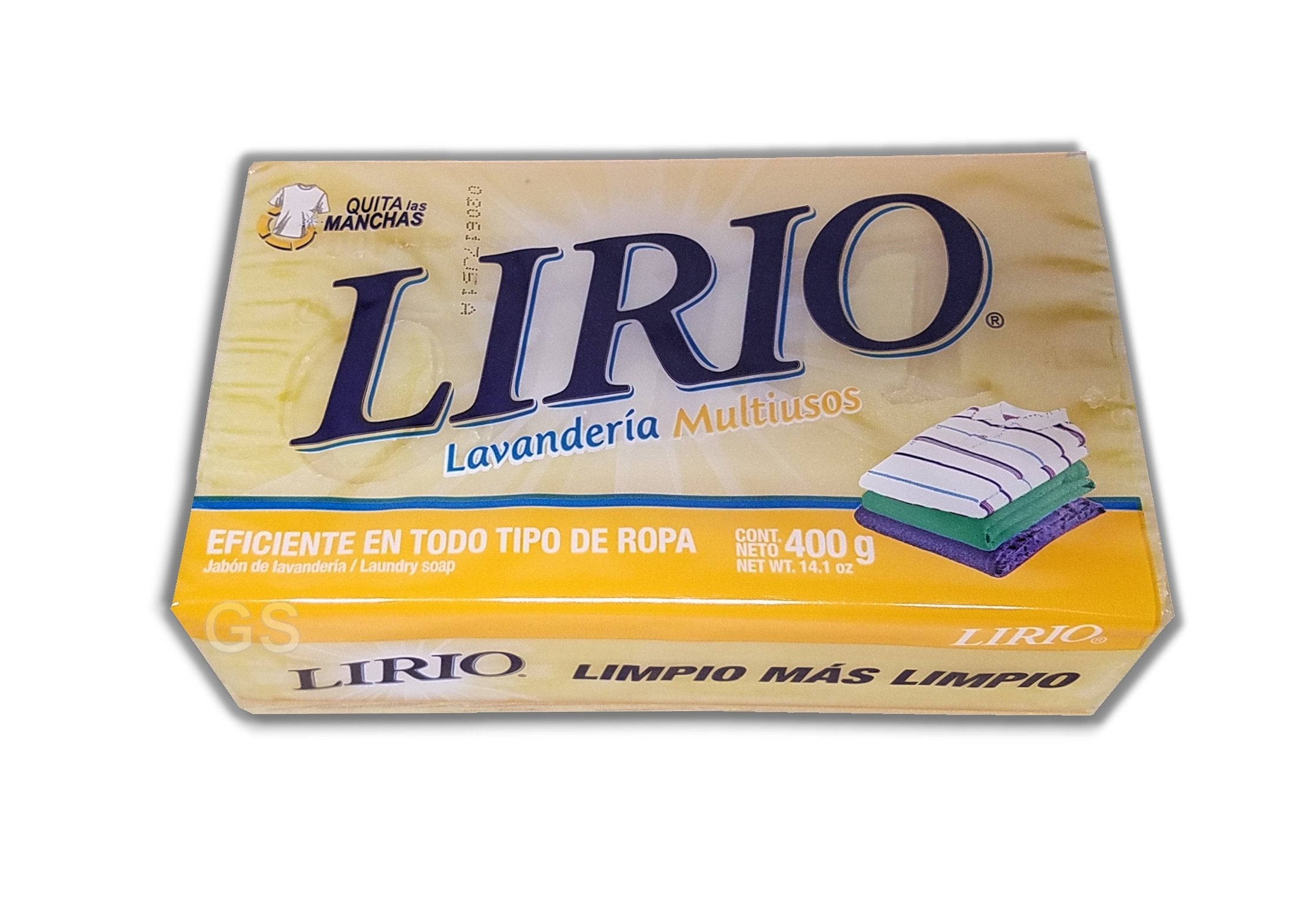 Lirio Laundry Bar Soap Jabon Lavanderia Multiusos 400 G 14.1 Oz Yellow Bar (Pack Of 4)