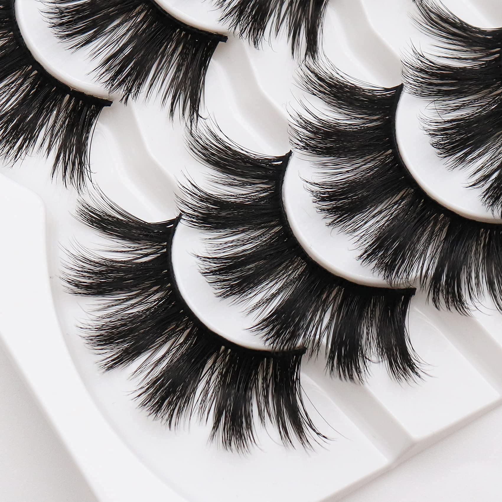 Fyonas False Eyelashes Pack 6D Super Fluffy Faux Mink Lashes Long Dramatic 20Mm Comfortable Luxury Volume Eye Lashes 7 Pairs Pac