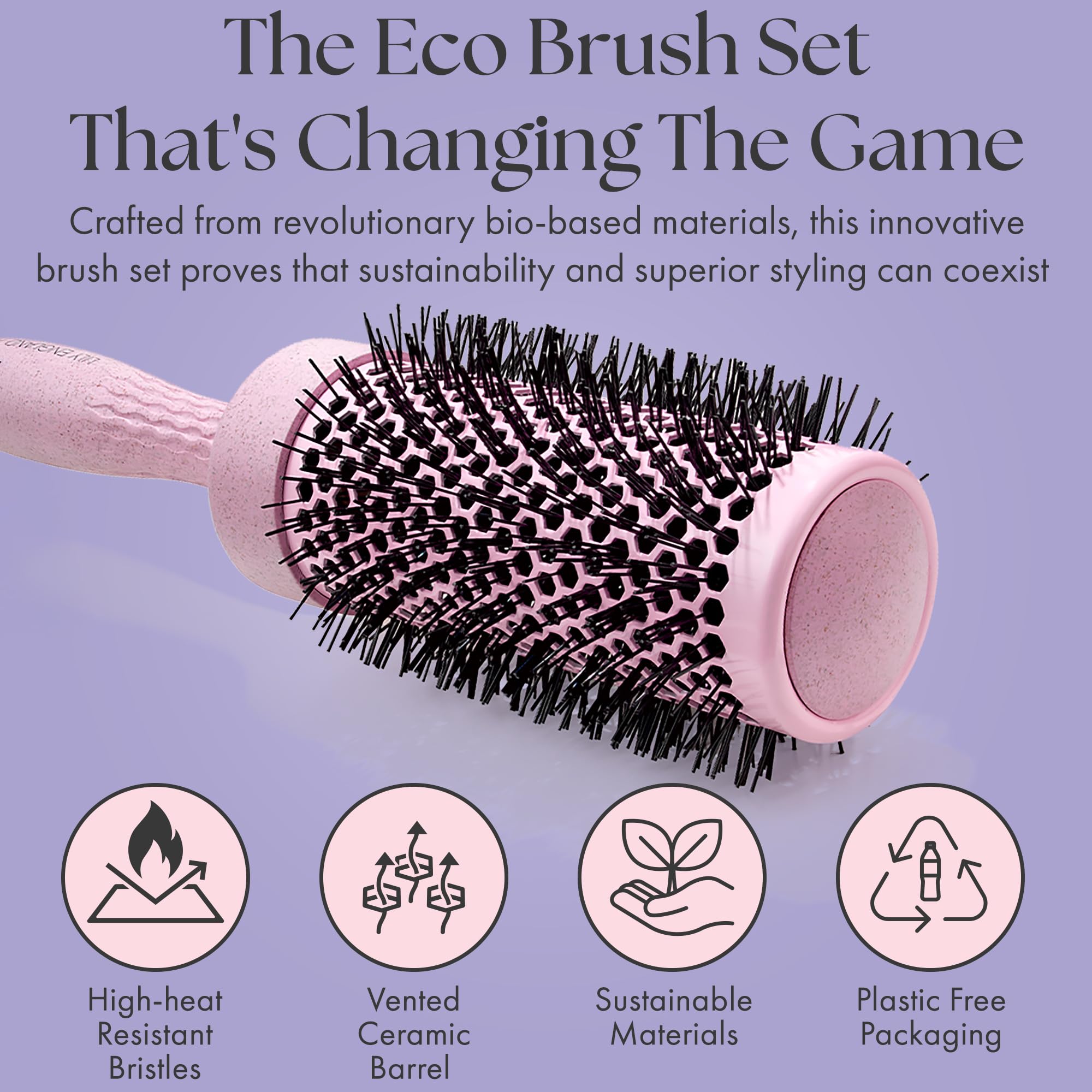 Round Brush Set for Women - Luxury Hair Brushes - Blowout Round Barrel Hairbrush for Blow Drying by Lily England - The Ideal gif