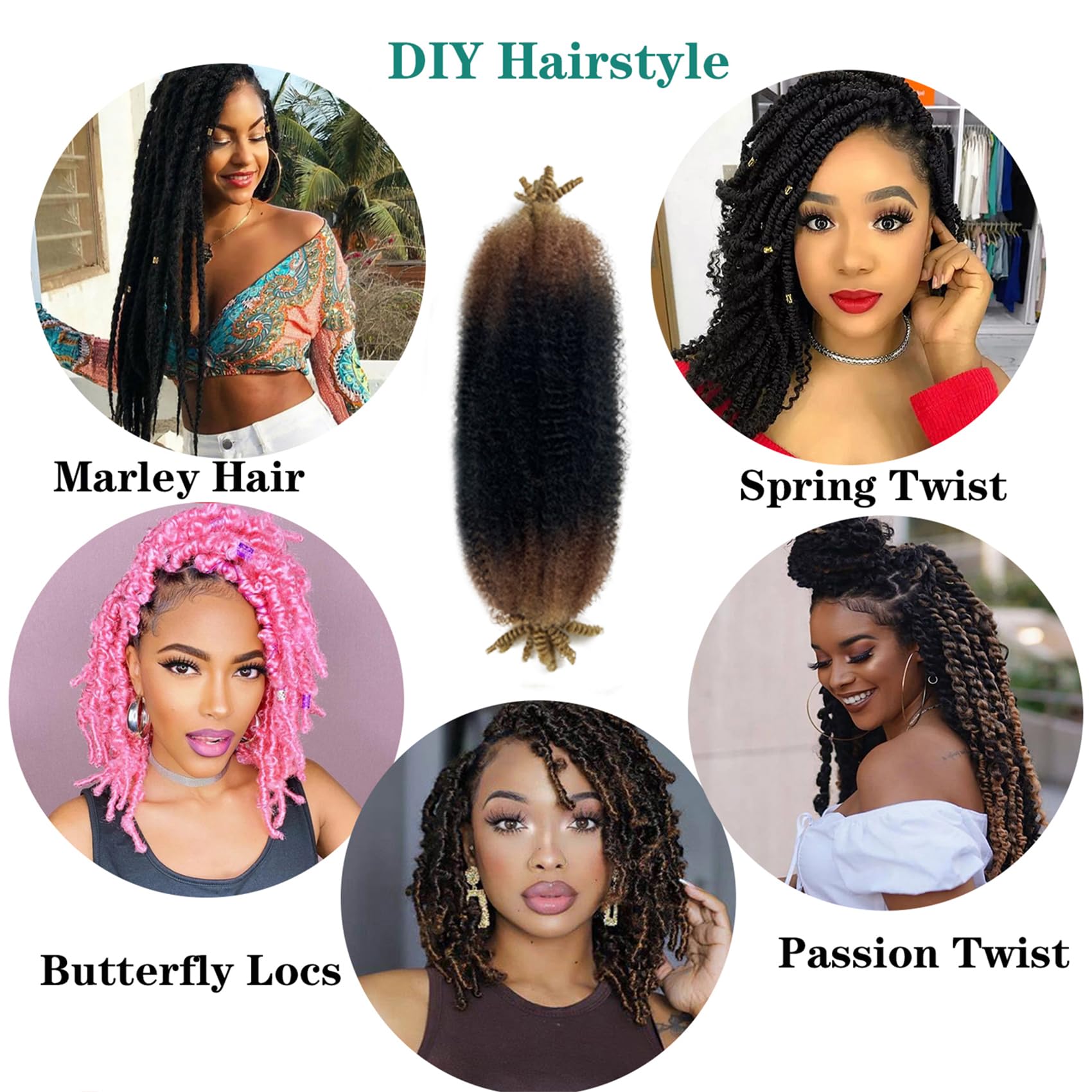 Paraglame Ombre Marley Hair 18 Inch 3 Tones Pre-Separated Springy Afro Twist Hair For Soft Locs Marley Twist Braiding Hair Ombre