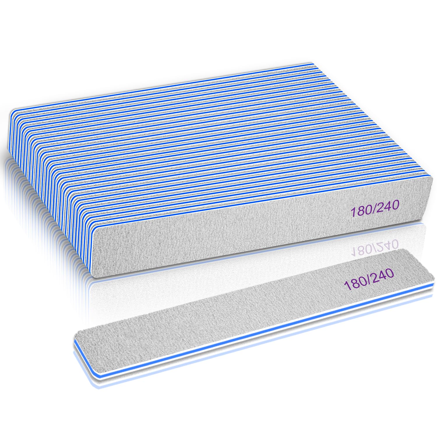 BLESWIN Nail File 25 Count-180/240 Grit Nail Files for Natural Nails, Emery Boards Nail Files Double Sided, 25pcs Professional M