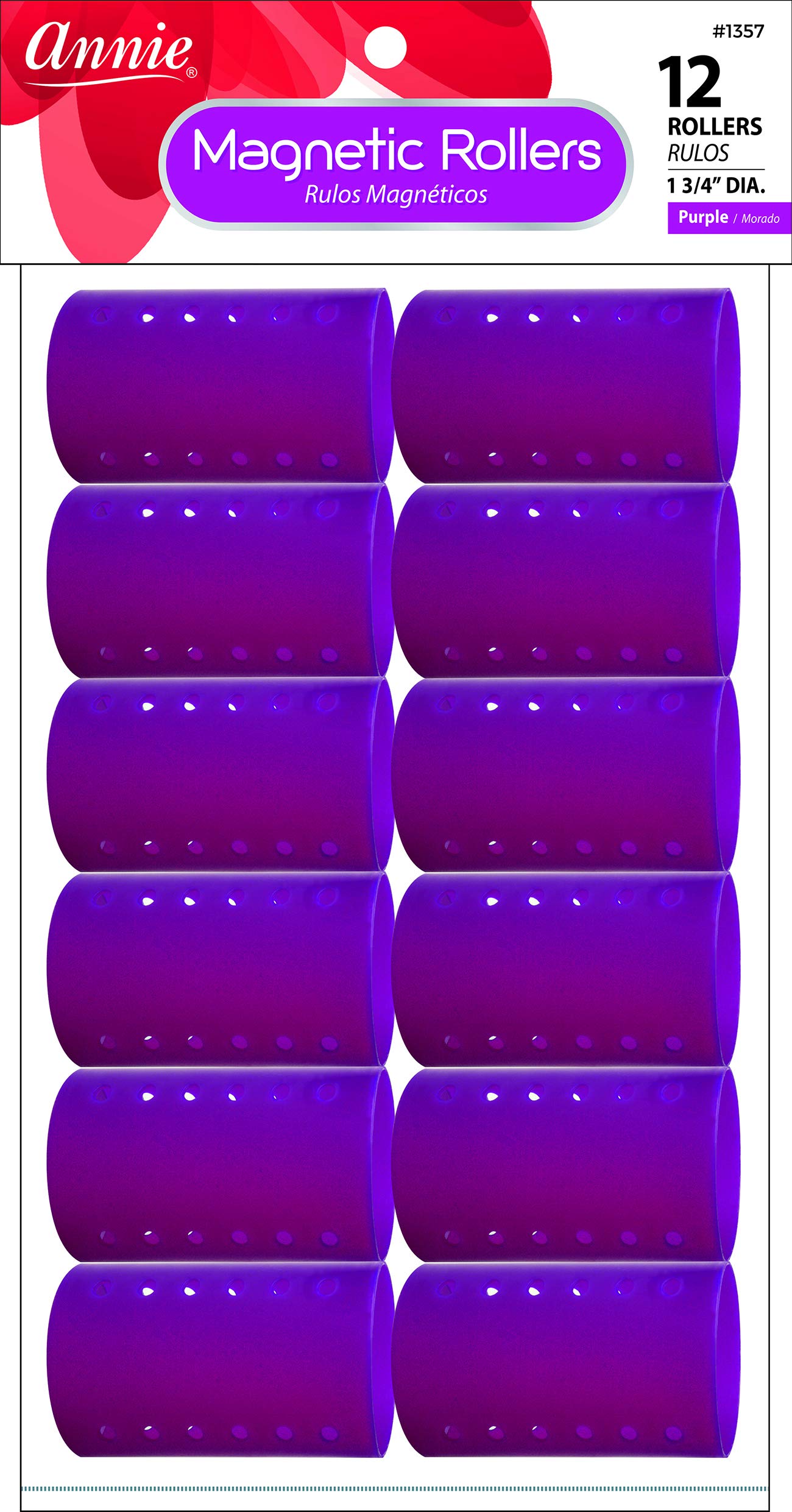 Annie Magnetic Rollers 12 Count Purple 1 3/4'' #1357A