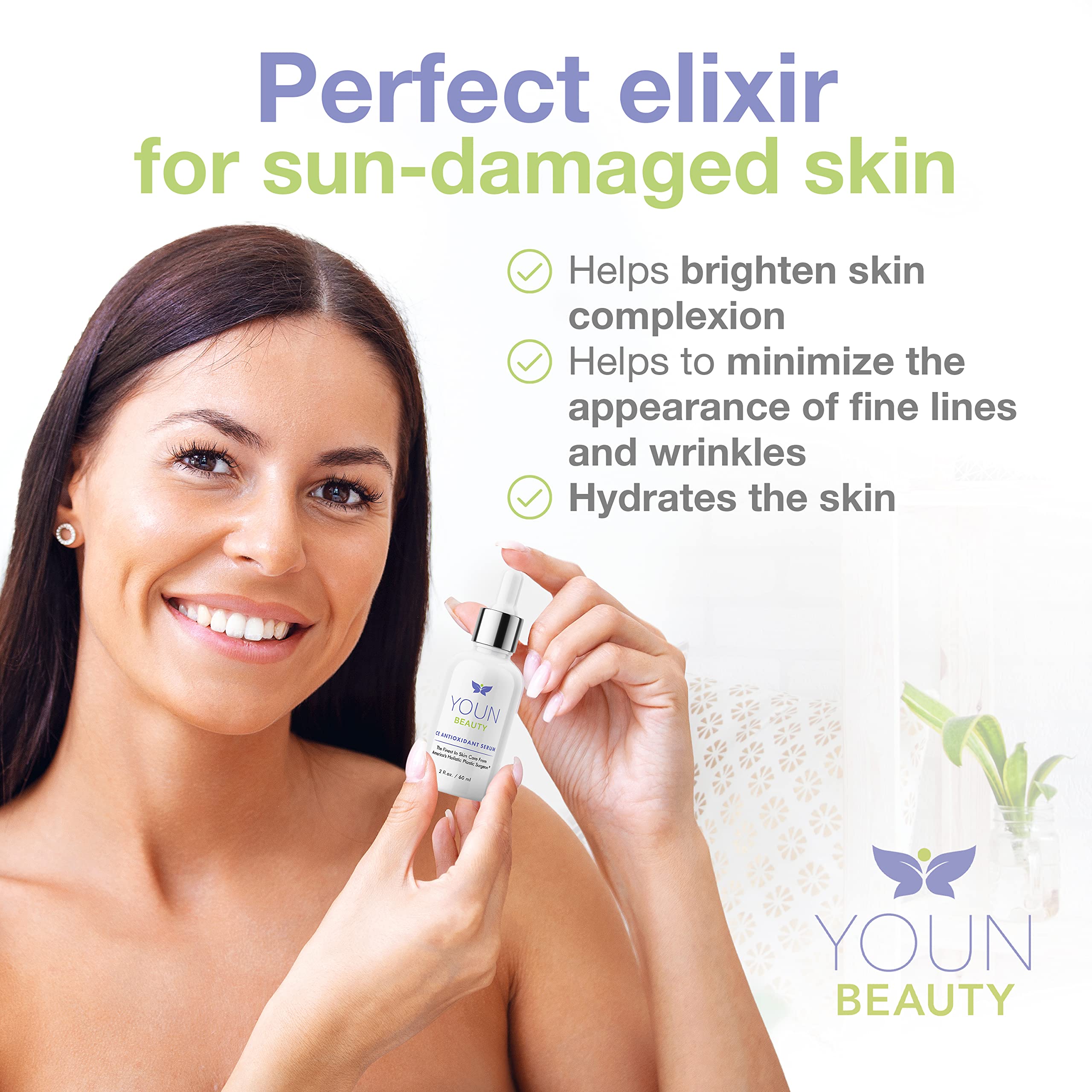 YOUN Beauty 20% Vitamin C Face Serum with Hyaluronic Acid, Ferulic Acid and Vitamin E by Holistic Plastic Surgeon Dr. Anthony Yo