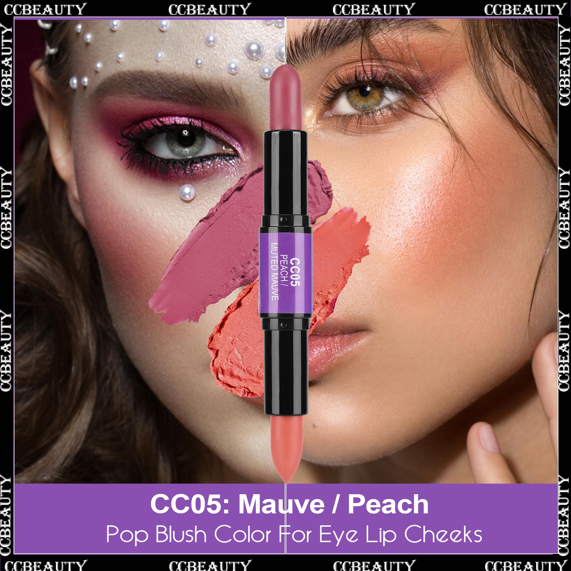Ccbeauty 2Pcs 2-In-1 Matte Contour Concealer Stick Cool Tone With Blush,Cream Blendable Bronzer & Blusher For Cheeks & Lip,Long