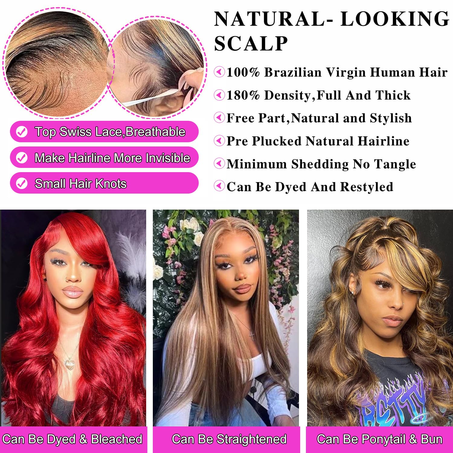 30 Inch Body Wave Highlight Lace Front Wigs Human Hair Pre Plucked 13X4 4/27 Ombre Lace Front Wig Human Hair Wear And Go Glueles