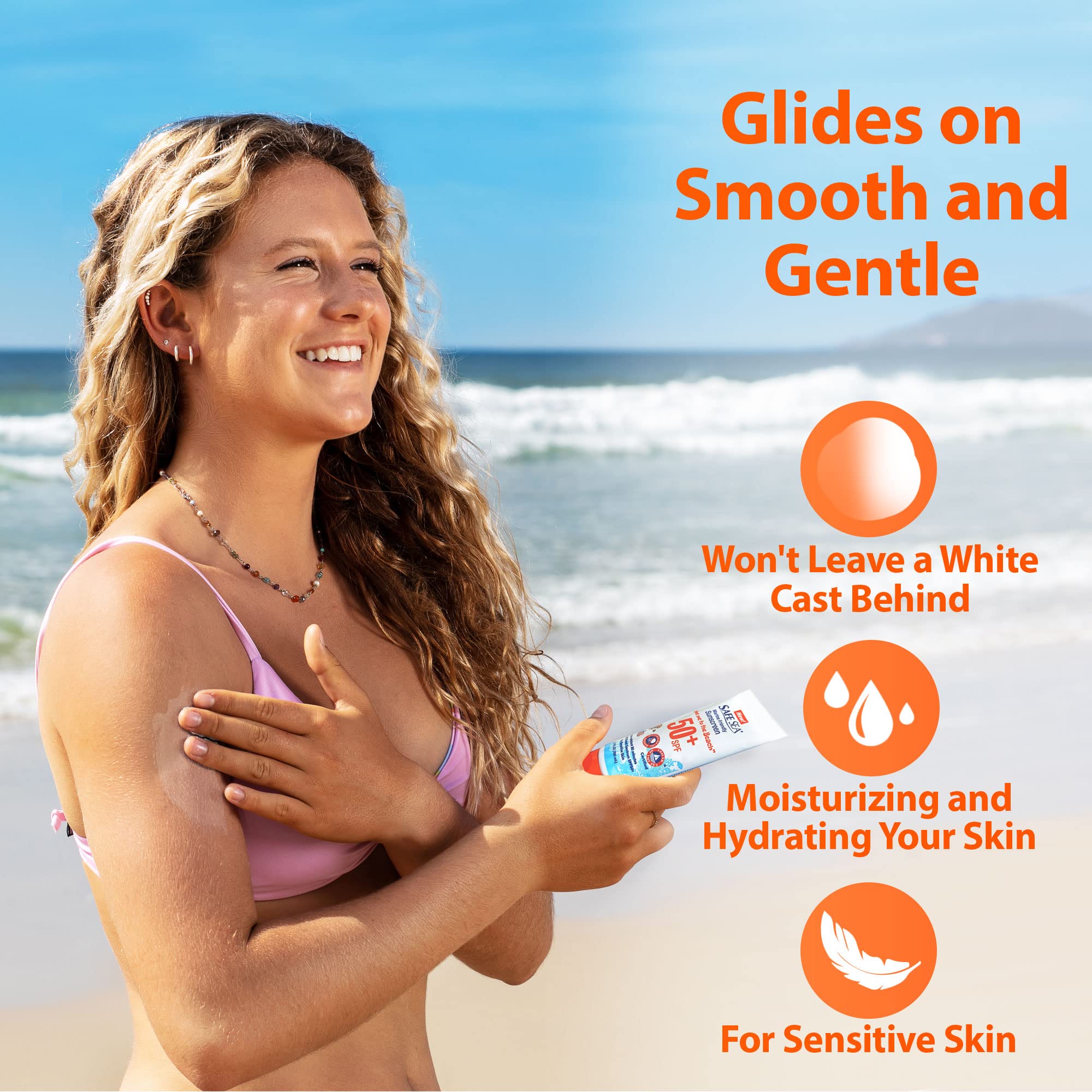 Safe Sea Spf50+ Kids Sunscreen | Travel Size 3.4 Oz. | For Sensitive Skin | Anti-Jellyfish And Sea Lice Sting Protective Lotion