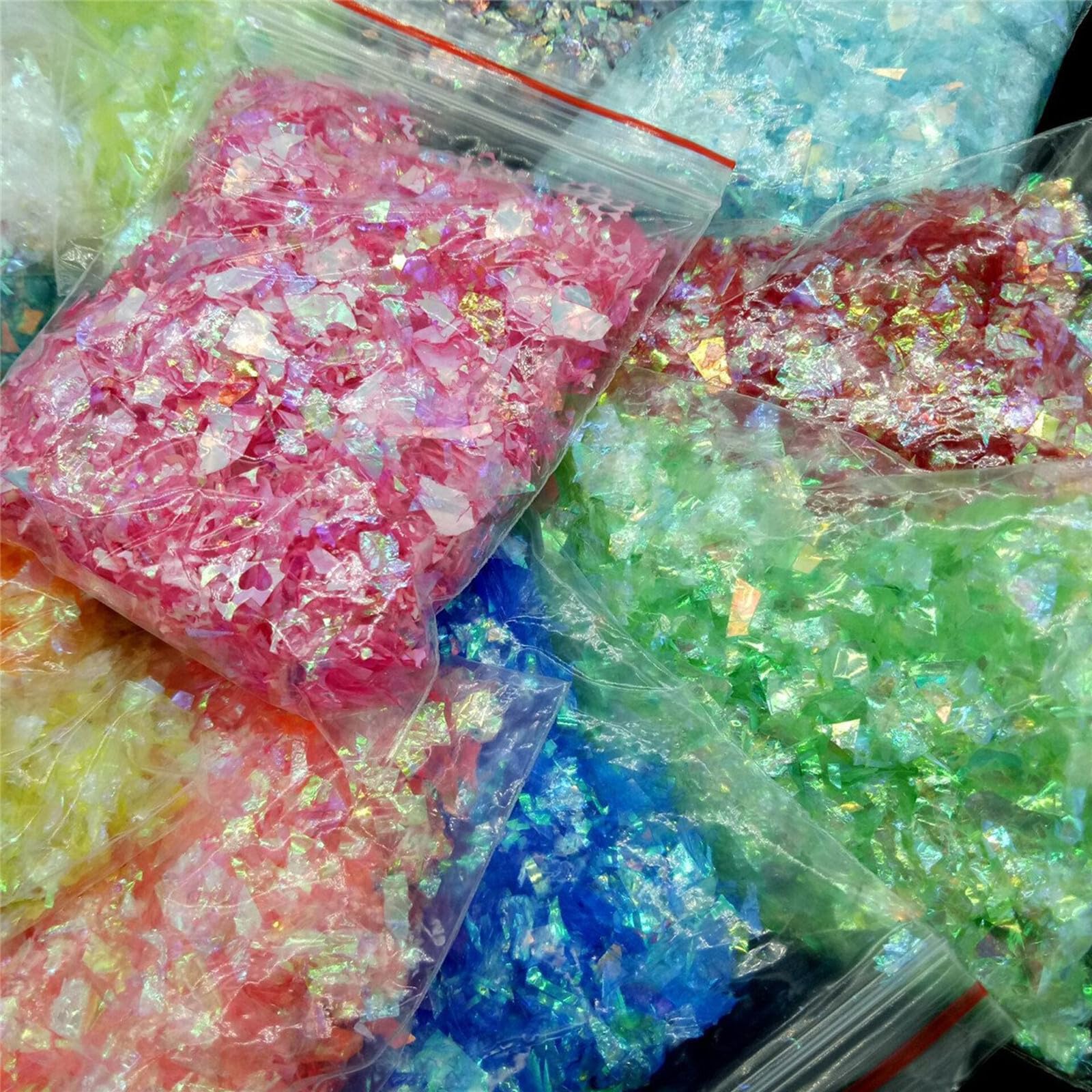 10 Pack Nail Shell Paper Broken Glass Mirror Sticker Nails Glitter Dust Shell Effect Foil Art Trend Shattered Ice Mylar Paper Na