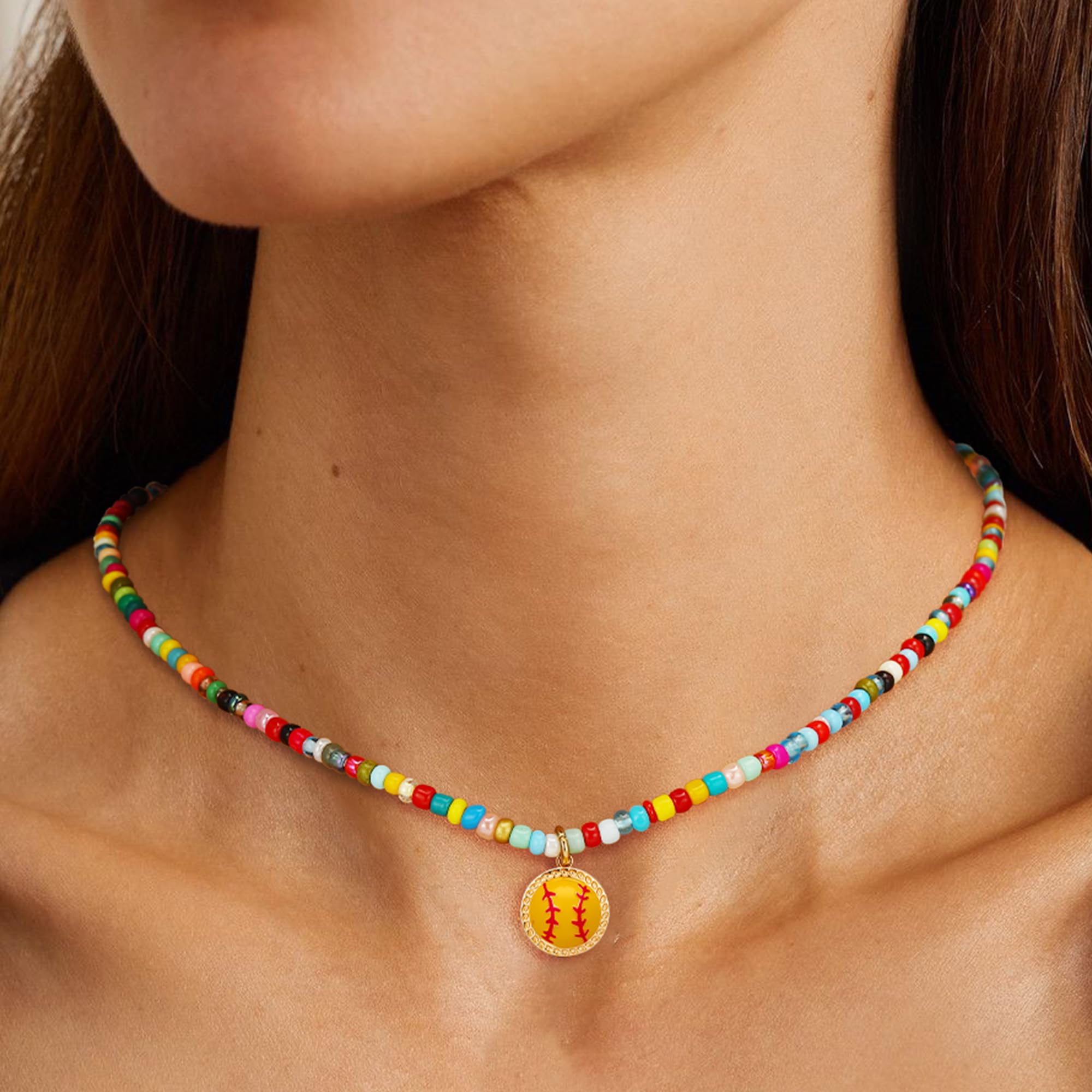 Jesvo Softball Necklace Gifts for Girls Stuff Accessories Sports Jewelry Ages 8-12 12-14 Teen Tween Girl Team Women Mom Coach Pl