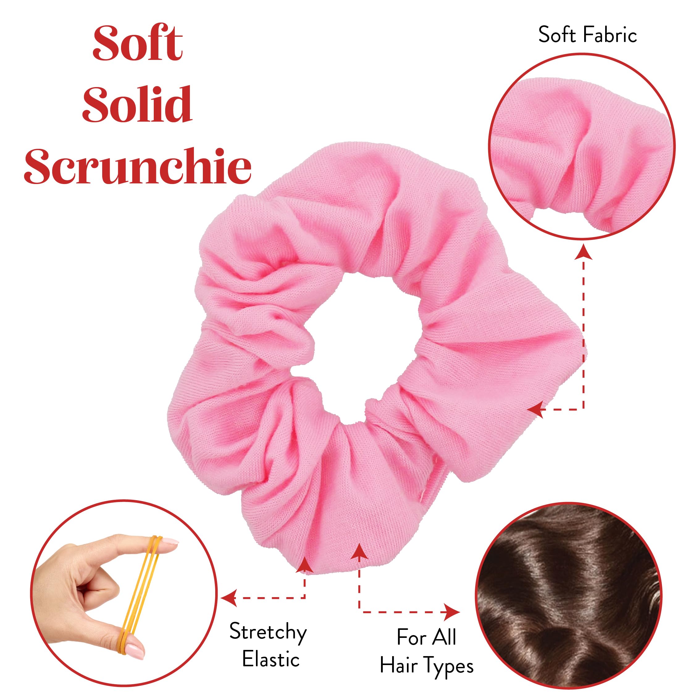 12 Pack Solid Hair Ties Scrunchies (Light Pink)