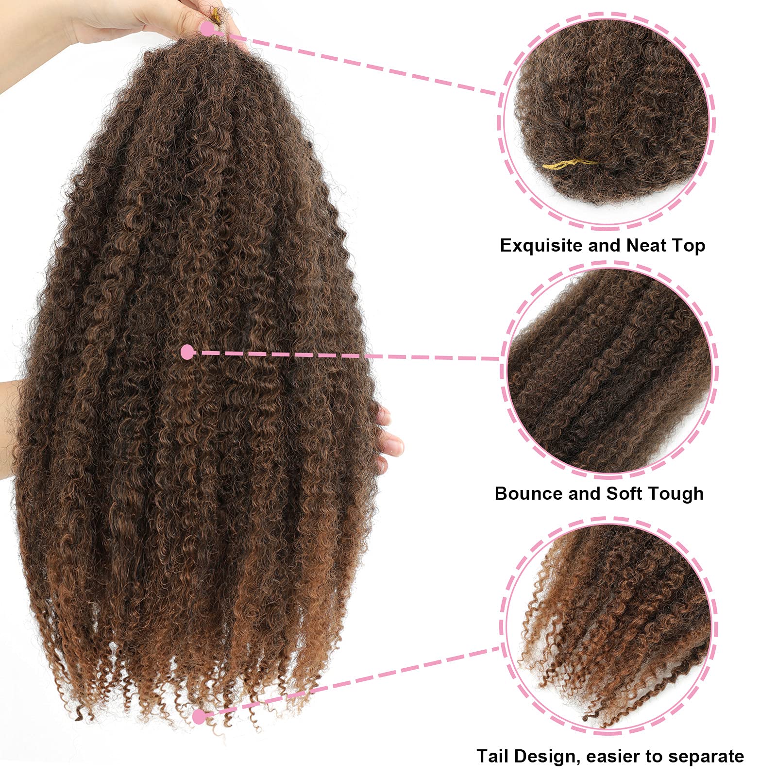 Dansama Marley Hair 18 Inch Braiding Hair, Afro Twist Hair For Soft Locs Crochet Hair 3 Packs Synthetic Hair Extensions (18 Inch