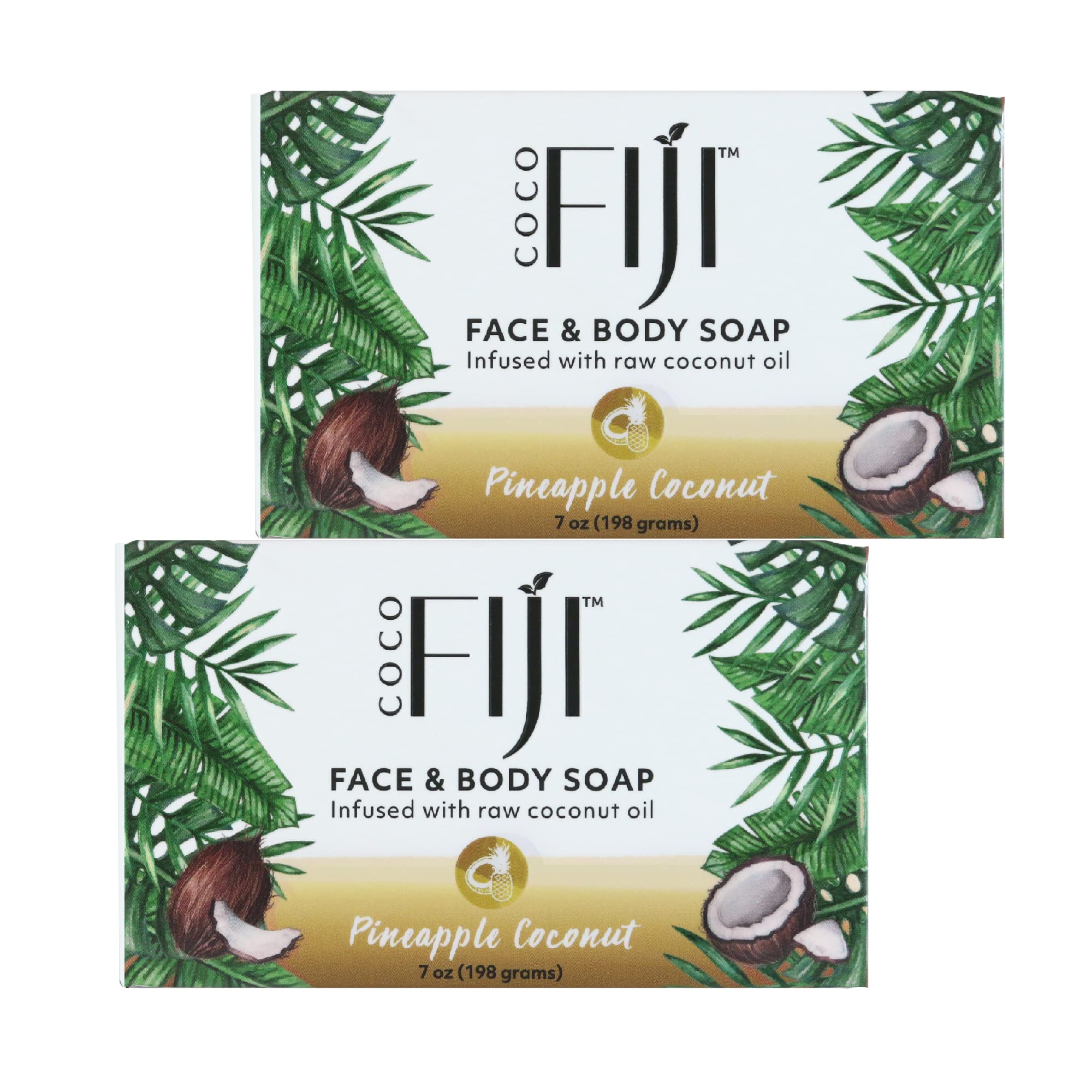 Coco Fiji Soap Bar for Face and Body Infused With Organic Coconut Oil, Pineapple Coconut Essential Oil, Natural Soap for Moistur