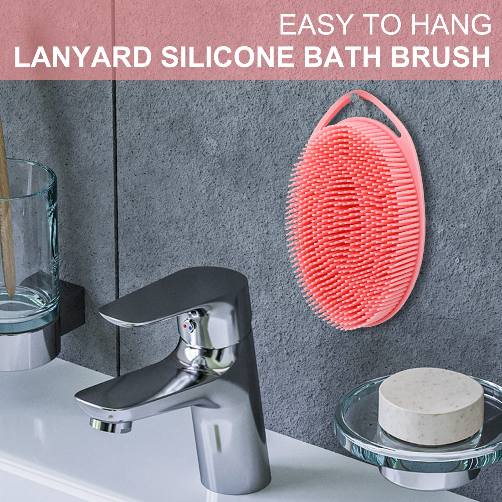 Upgrade 2 In 1 Bath And Shampoo Body Brush, Silicone Exfoliating Body Scrubber For Use In Shower, Premium Silicone Loofah, Head