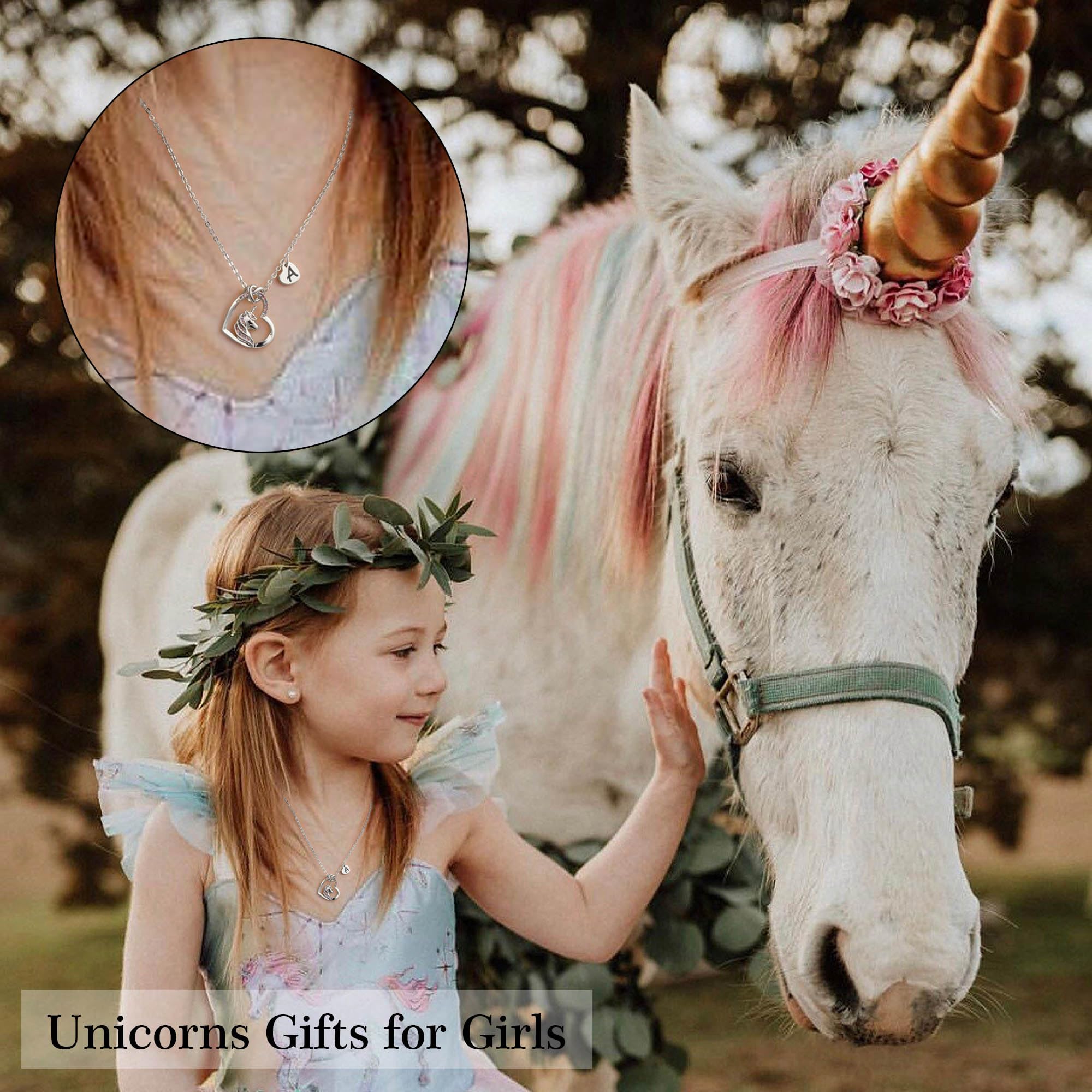 Hidepoo Valentines Day Gifts - Unicorn Necklace Gifts, CZ Heart Pendant Unicorn Necklace Valentines Day Gifts Birthday Gifts Nec