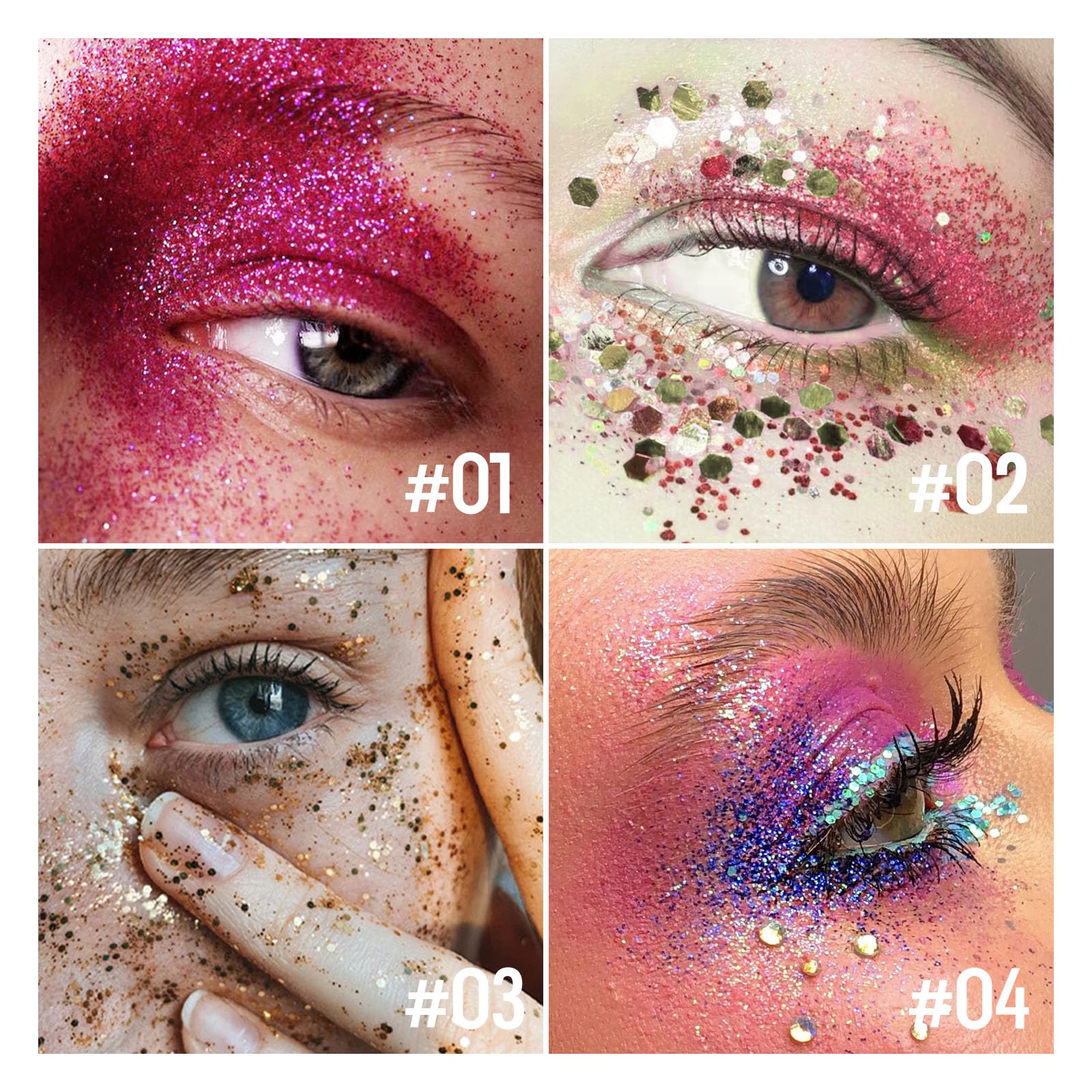 KYDA Body Glitter Stick, Chunky Glitter Gel for Face Body Hair, Sparkling Holographic Mermaid Sequins Paint, Waterproof Multiuse