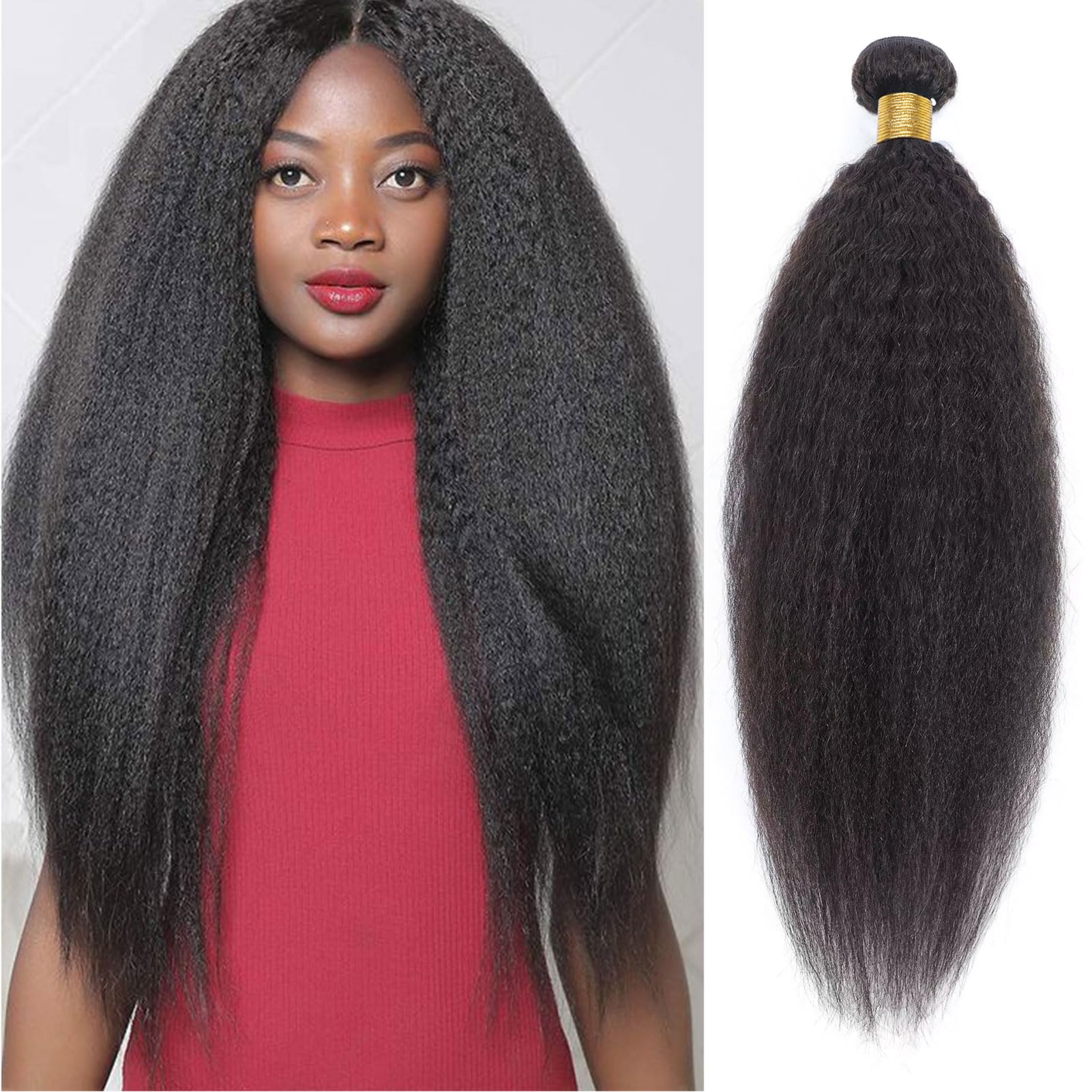 huarisi Yaki Straight Bundles Human Hair 26 Inch Kinky Straight Hair 1 Bundle 10a Brazilian Kinky Straight Human Hair Weave Exte