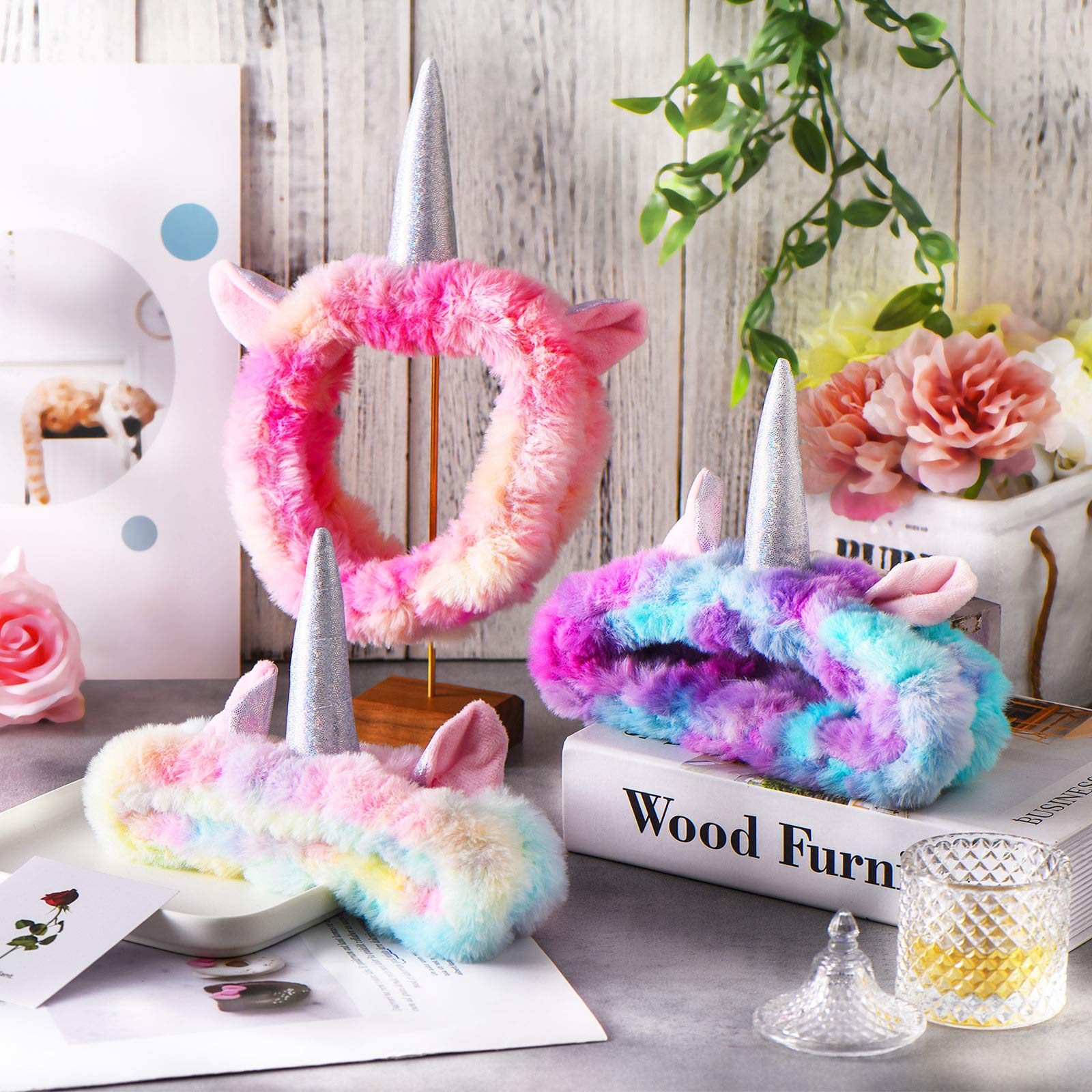 3 Pieces Unicorn Headbands Unicorn Makeup Headband Spa Headband Cute Shower Hairband For Women Girls Washing Face, Makeup, Sport