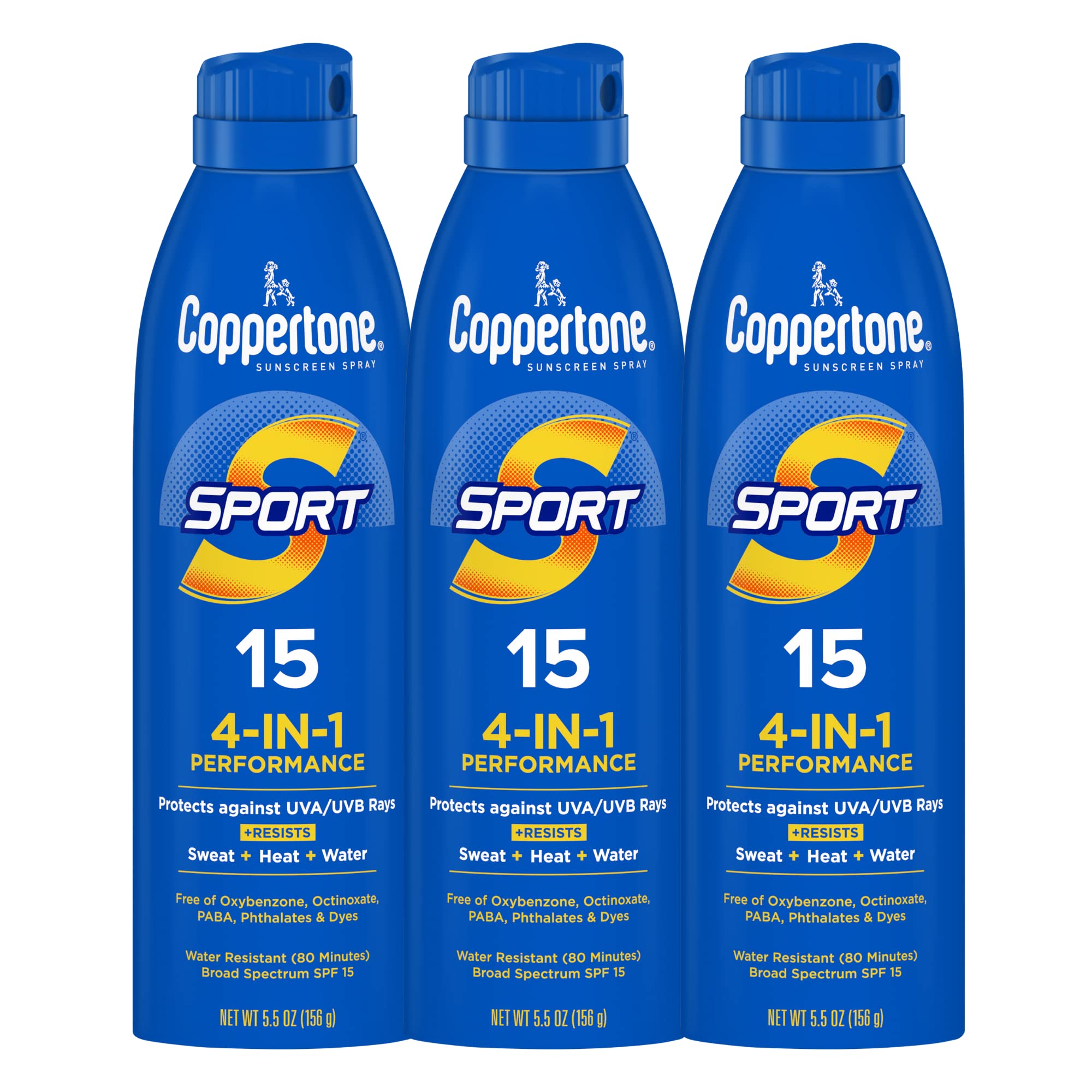 Coppertone Sport Sunscreen Spray Spf 15, Water Resistant Sunscreen, Broad Spectrum Spf 15 Sunscreen, Bulk Sunscreen Pack, 55 Oz