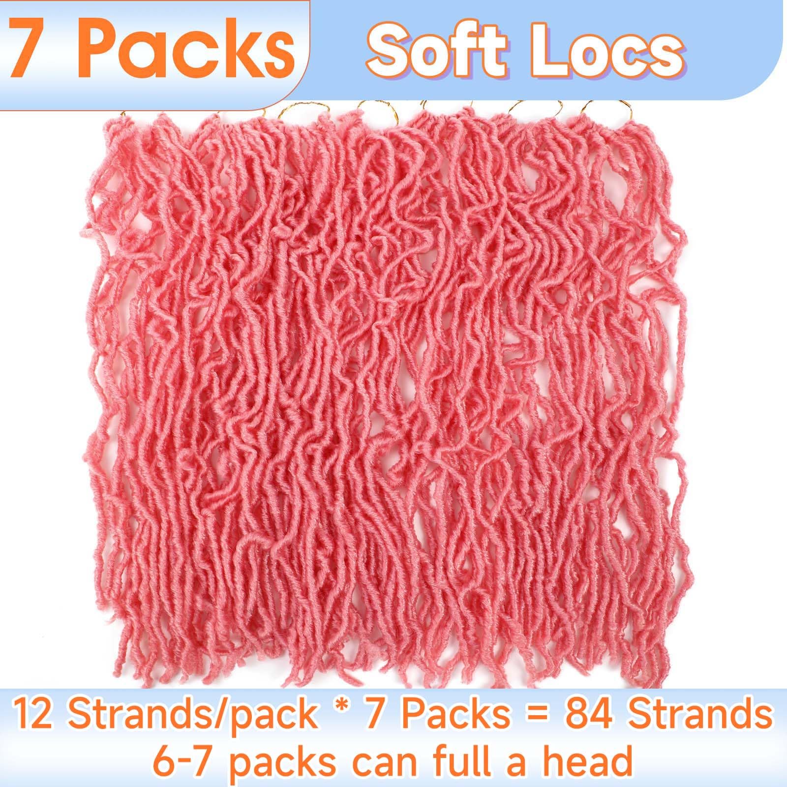 Pink Soft Locs Curly Crochet Hair 24 Inch 7Packs Faux Locs Crochet Hair For Black Women Pre Looped Crochet Faux Locs Butterfly H