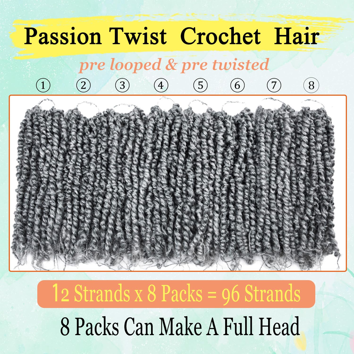 12 Inch Passion Twist Crochet Hair For Black Women 8 Packs Pre-Twisted Passion Twists Hair Crochet Braids Pre-Looped Bohemian Tw