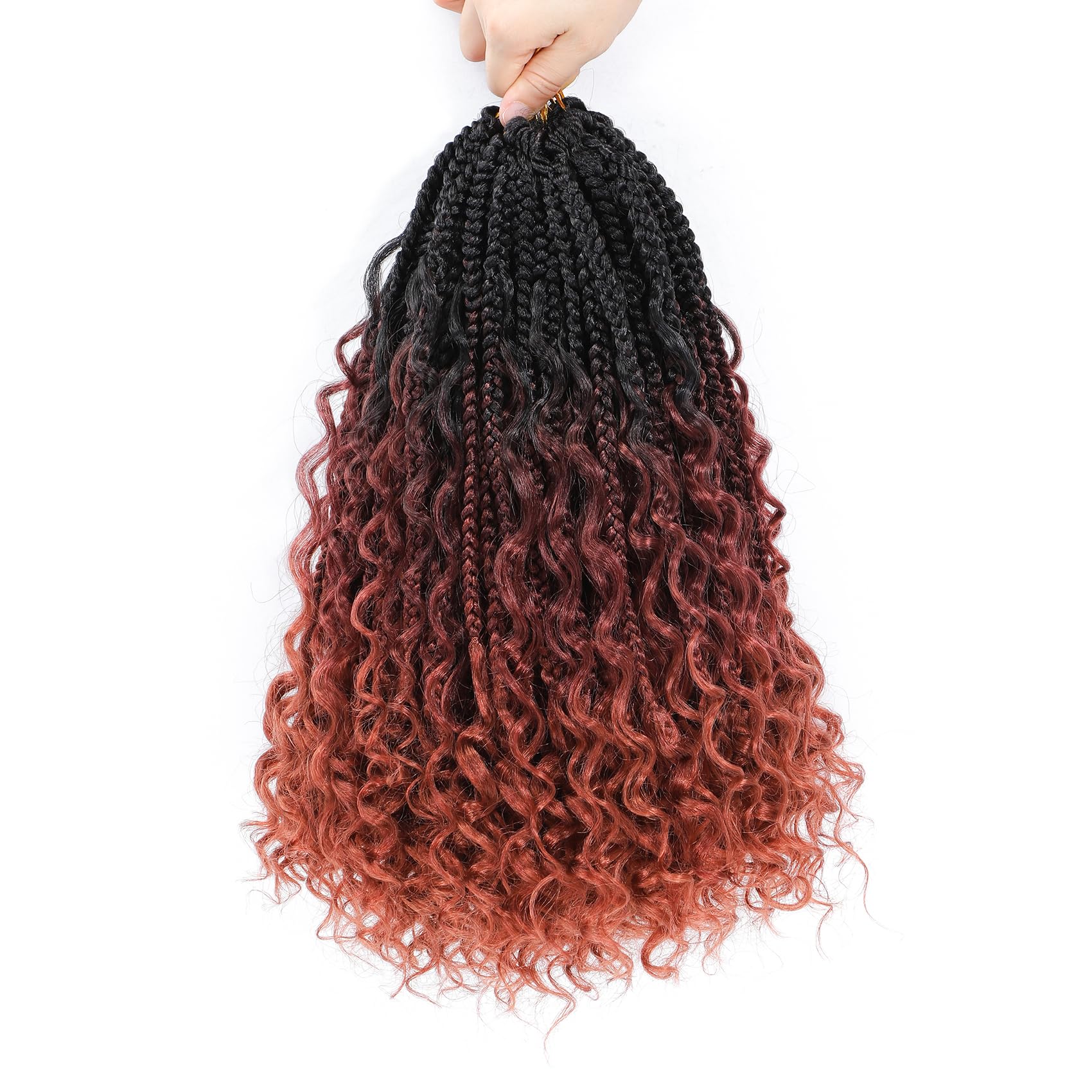 Karida 9 Packs Goddess Box Braids Crochet Hair 14 inch, Crochet Braids With Curly Ends, Pre-Looped Boho Box Braids Crochet Hair 