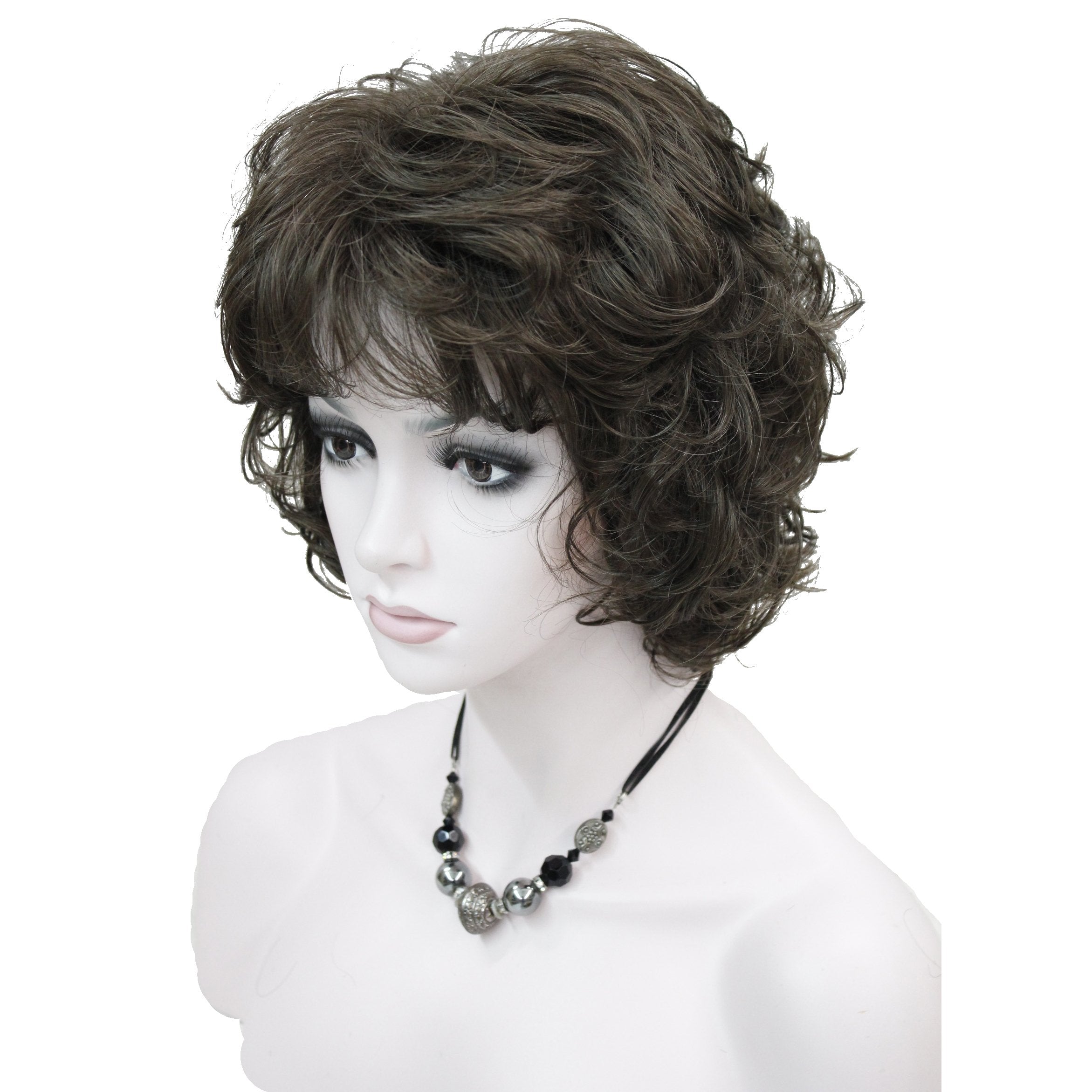 Lydell Women'S Short Wavy Curly Wig Synthetic Hair Full Wig 6 Inches (Light Chestnut Brown)