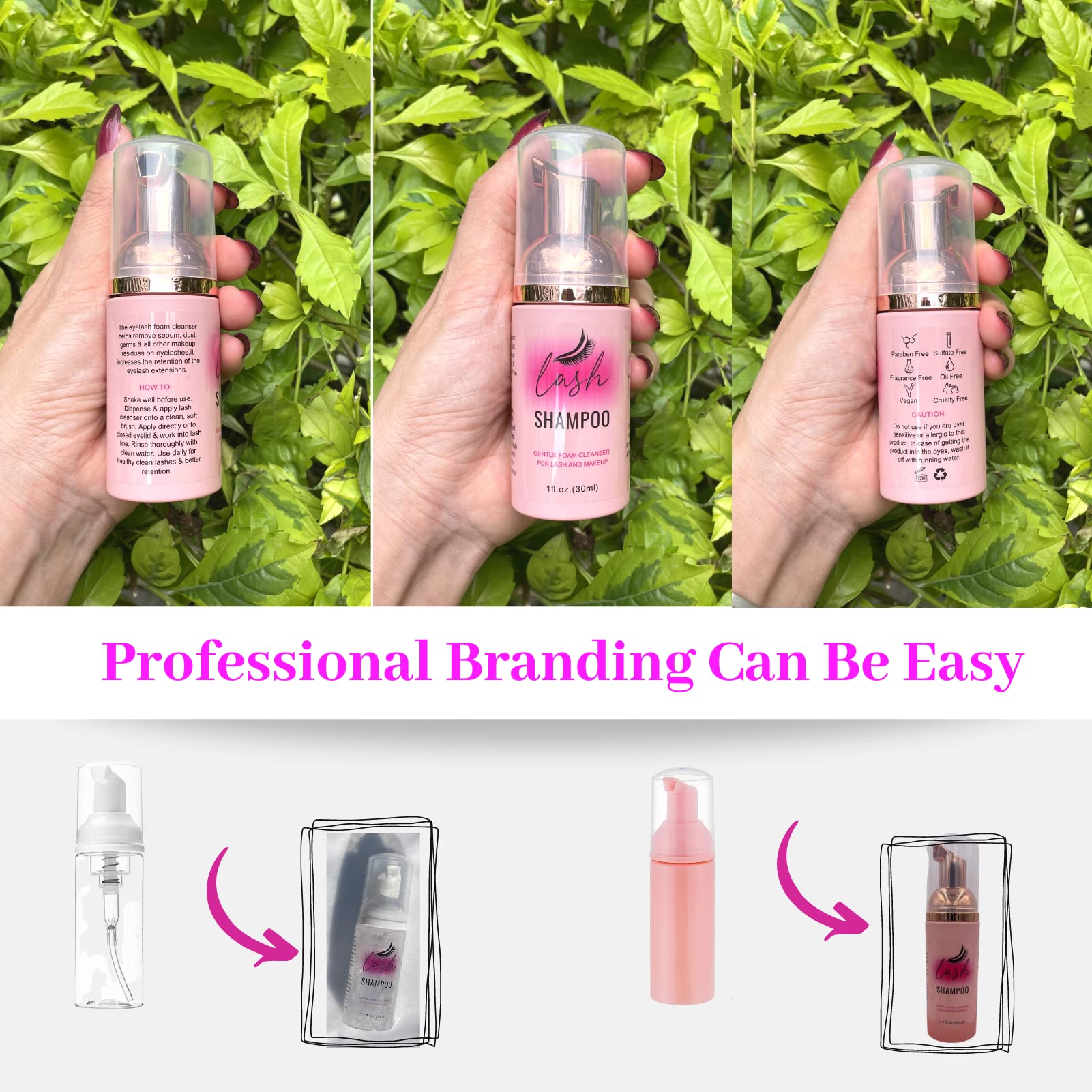 Lash Shampoo Label Stickers For Bottle 50Pcs Eyelash Extensions Bath Wash Labels For Foam Pump Dispenser 30Ml 1 Oz (4 * 2    , P
