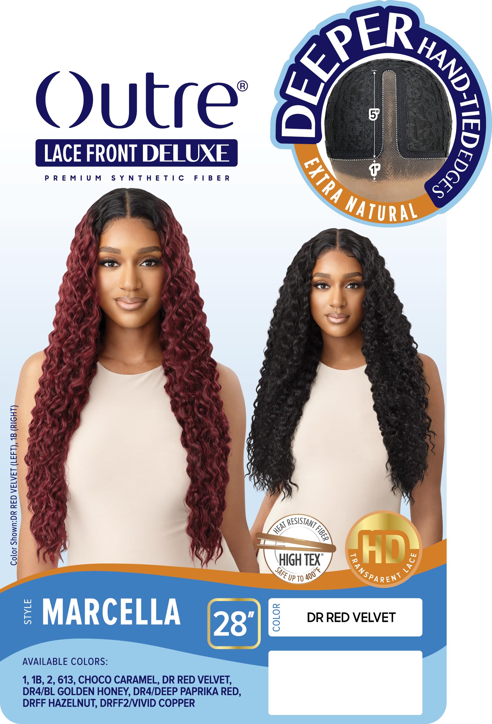 Outre Lace Front Deluxe Wig - Marcella Synthetic Hair, DR4/BL Golden Honey