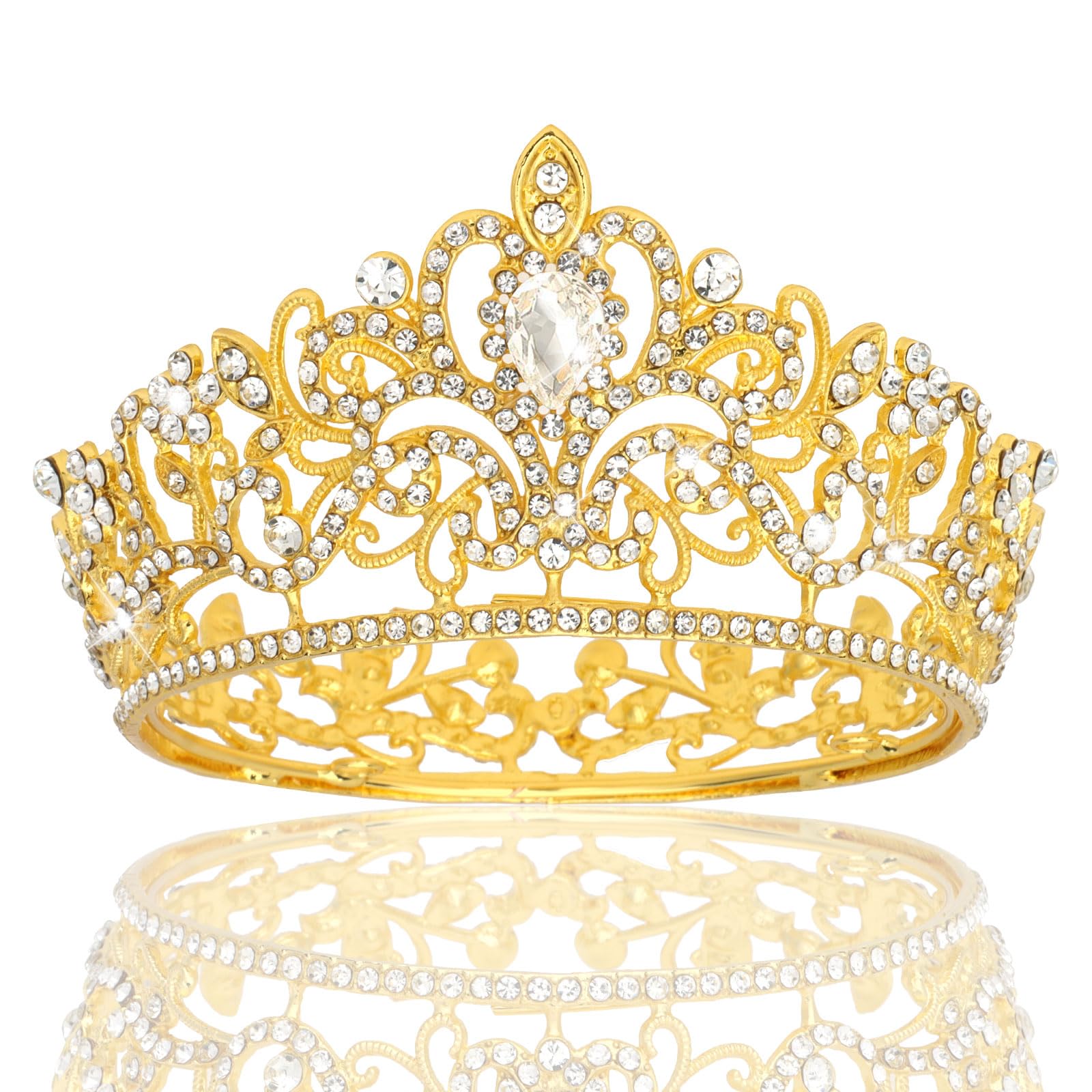 Wecoe Small Gold Crown Tiara Flower Bouquets Accessories Cake Topper Mini Crown Birthday Princess Crown Cake Decorations Wedding
