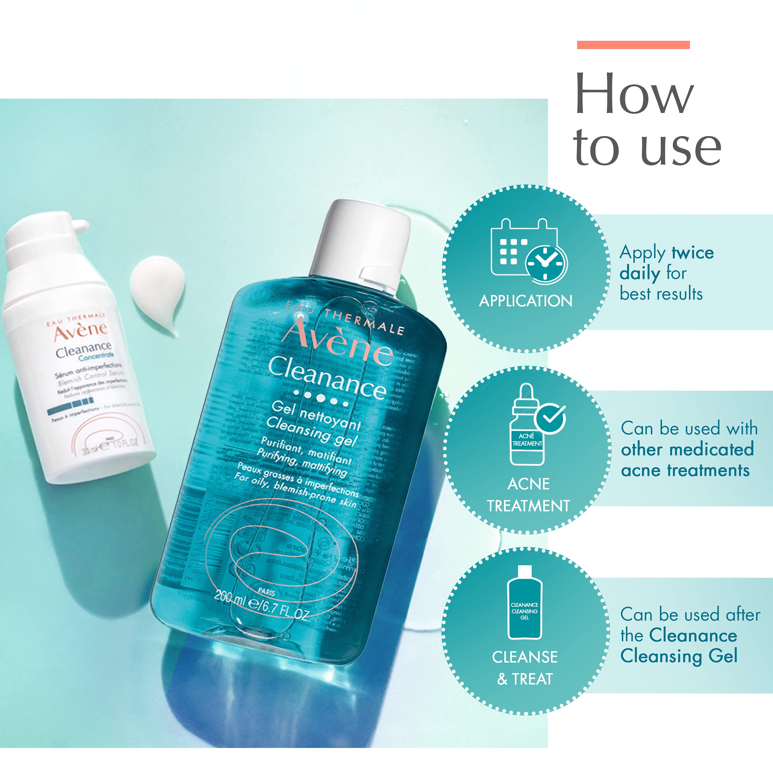 Eau Thermale Avne - Cleanance Concentrate Blemish Control Serum - Minimizes Appearance Of Blemishes & Non-Comedogenic - Long Las