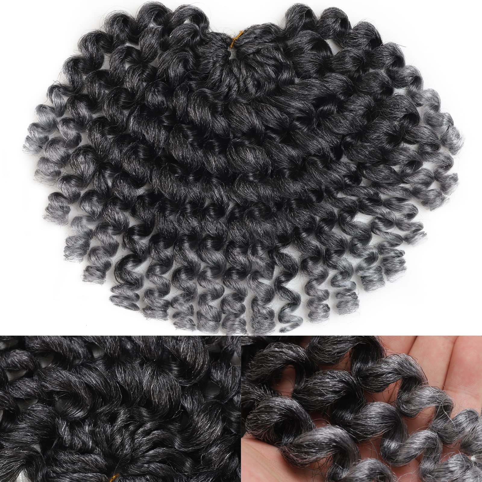 Jamaican Bounce crochet Hair Extensions 8 inch Ringlet Wand curl crochet Hair curly crochet Braids grey crochet Braiding Hair 60