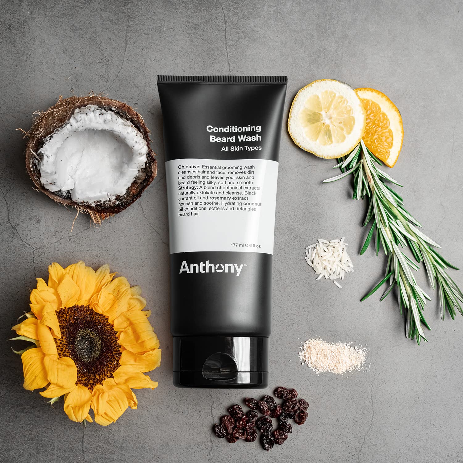 Anthony Conditioning Beard Wash, 6 Fl Oz, Contains Botanical And Rosemary Extracts, Black Currant And Coconut Oils, Cleanses, Hy