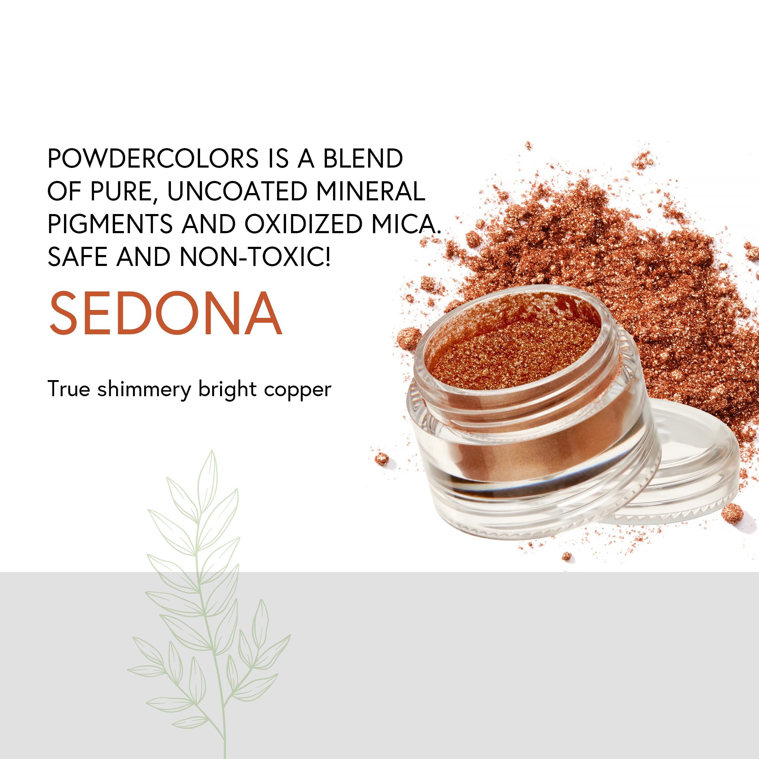 Honeybee Gardens PowderColors, Clean Mineral Eye Shadow in Sedona, Shimmery Bright Copper, Versatile, Portable, & Skin-Friendly,