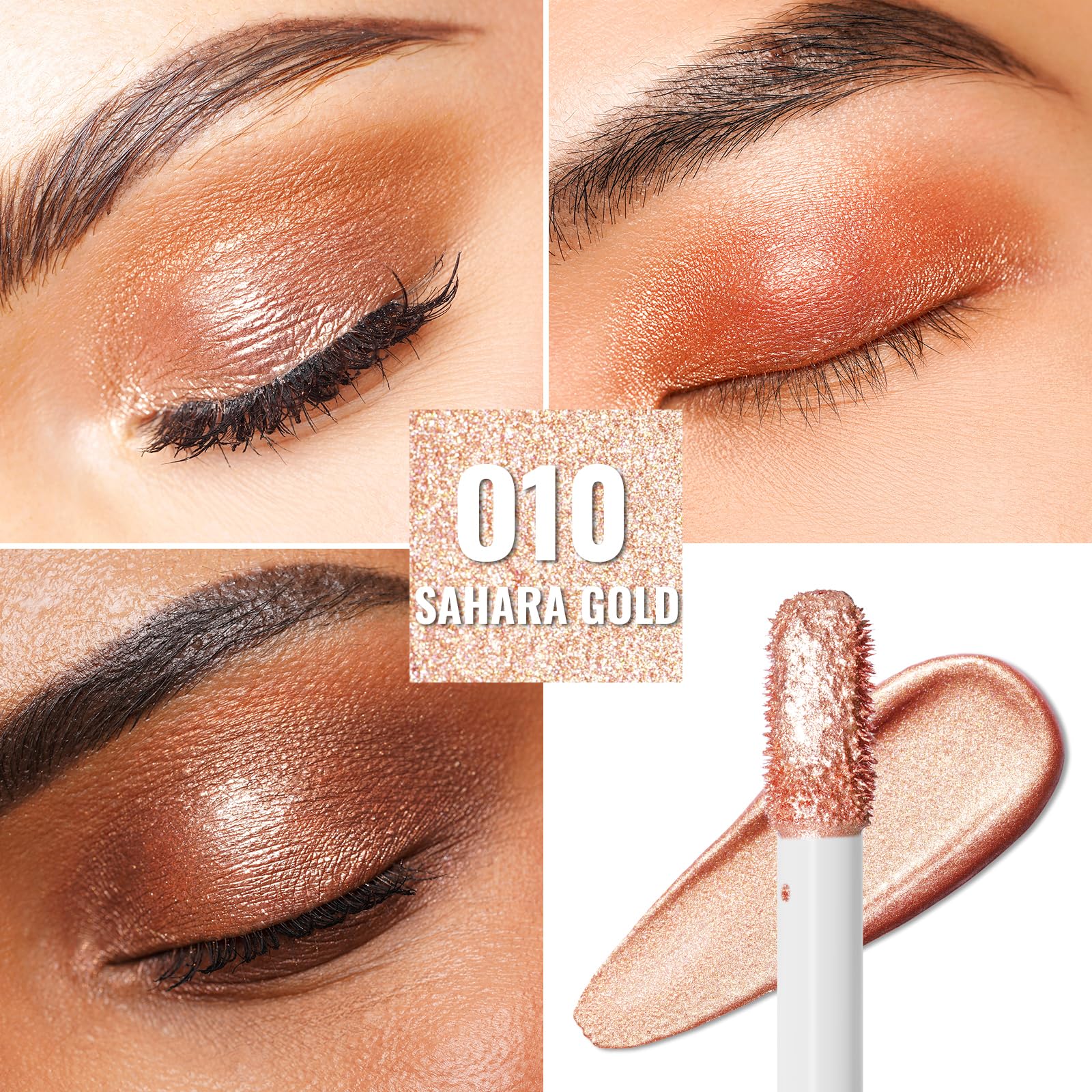 Oulac Liquid Glitter Eyeshadow Liquid Eyeshadow Metallic Eyeshadow| Gold Liquid Eyeliner Glitter Eye Makeup| Pigmented Lightweig