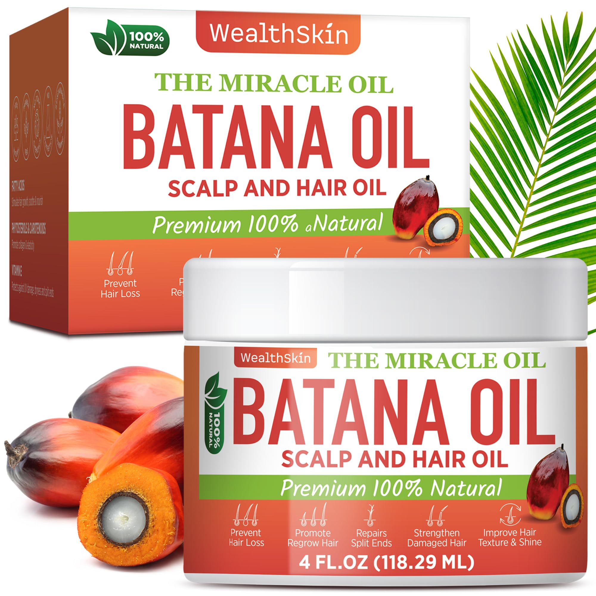 Batana Oil for Hair Growth: 100% Batana Oil from Honduras as Hair Mask, Scalp and Hair Oil. Repairs Damaged Hair & Skin, Reduces