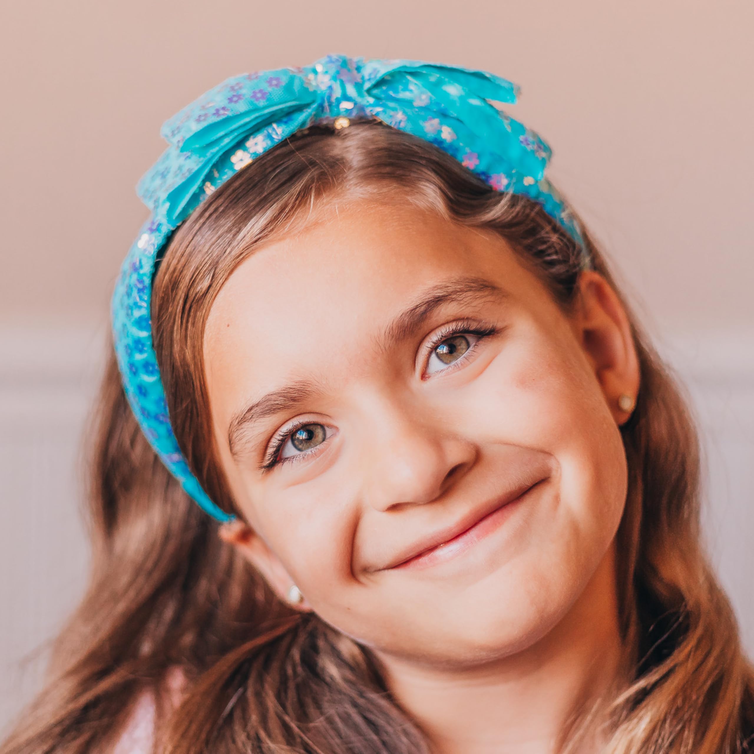 Frog Sac Bow Headbands For Girls - Toddler Hair Accessories, Little Girl Blue Bowknot Flower Hair Bands, Cute Knotted Kids Fashi